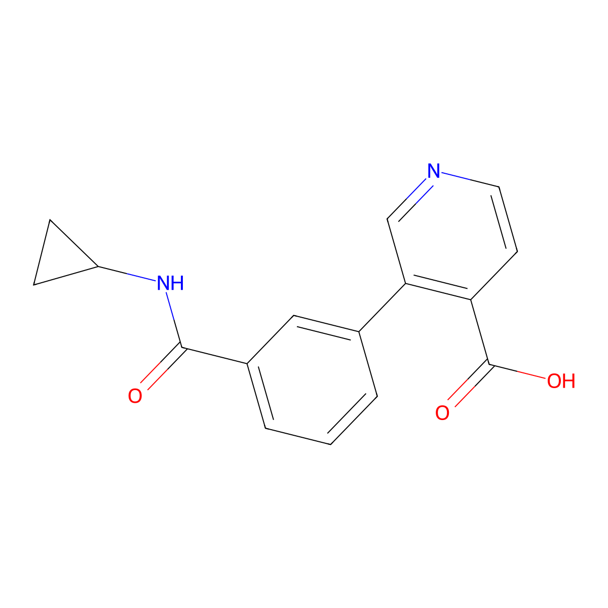 3-[3-(Cyclopropylcarbamoyl)phenyl]pyridine-4-carboxylic acid molecular structure, CAS 1261888-65-6