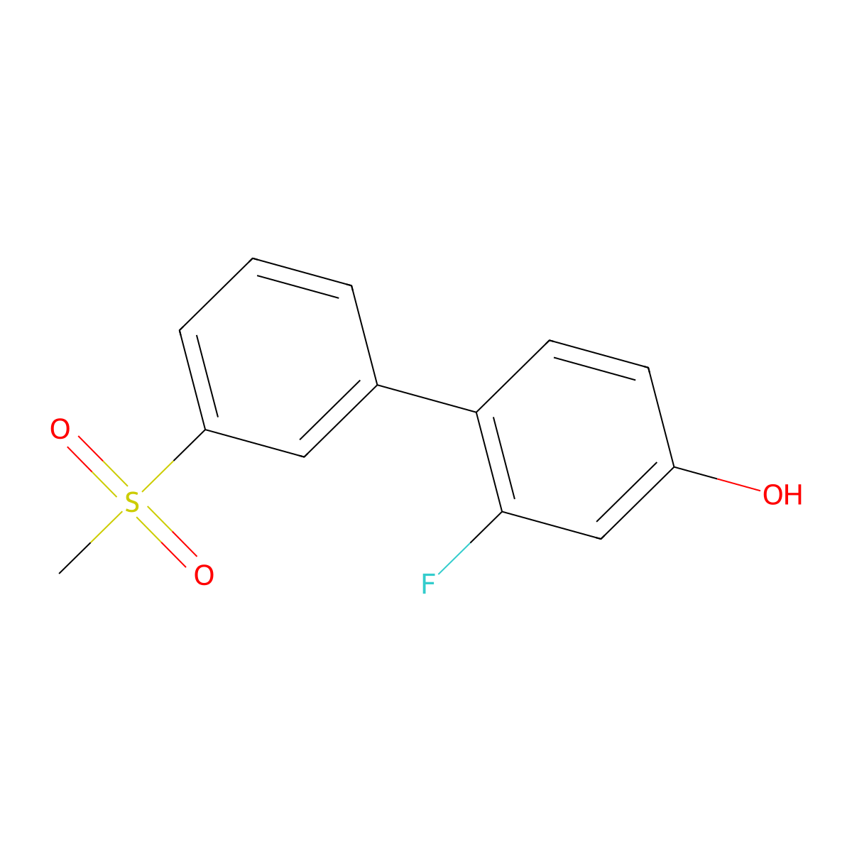 3-Fluoro-4-(3-methylsulfonylphenyl)phenol molecular structure, CAS 1261888-76-9
