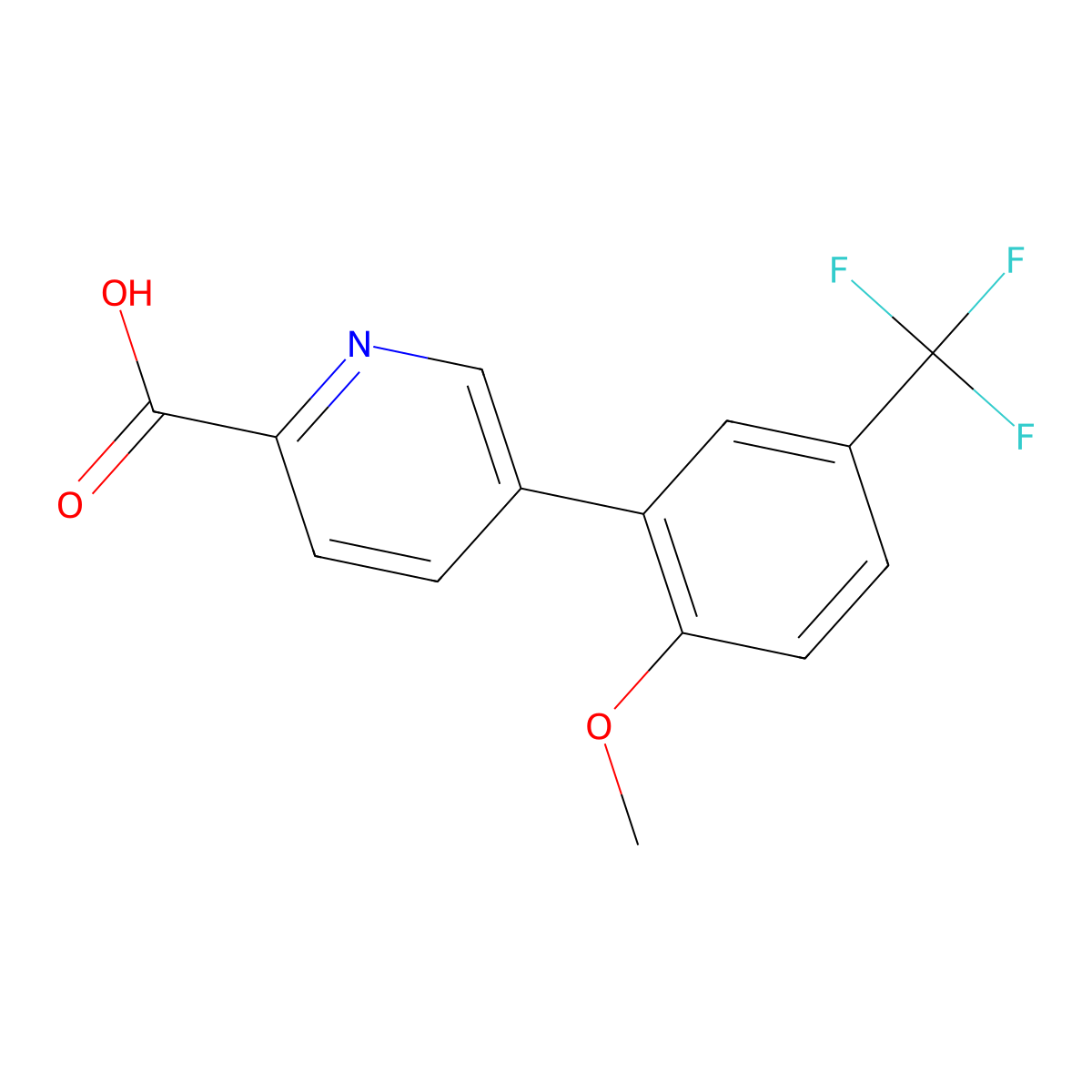5-(2-Methoxy-5-trifluoromethylphenyl)picolinic acid molecular structure, CAS 1261888-82-7