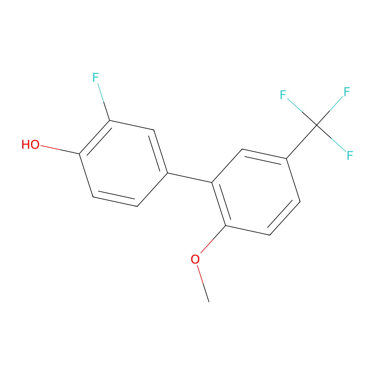 2-Fluoro-4-(2-methoxy-5-trifluoromethylphenyl)phenol molecular structure, CAS 1261888-84-9