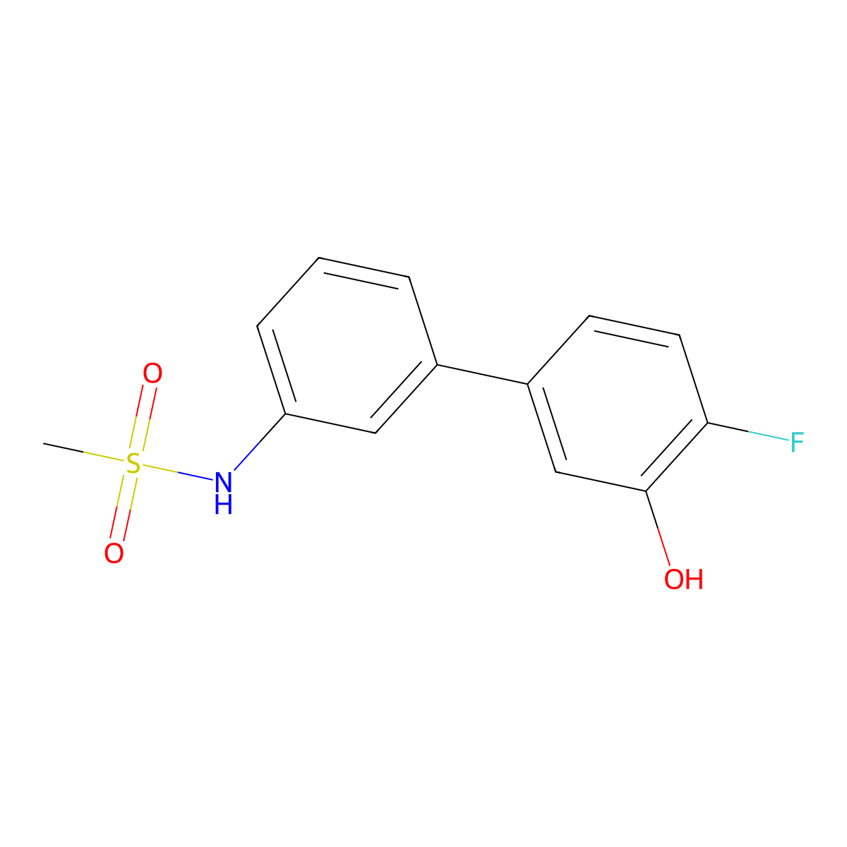 2-Fluoro-5-(3-methylsulfonylaminophenyl)phenol molecular structure, CAS 1261888-85-0