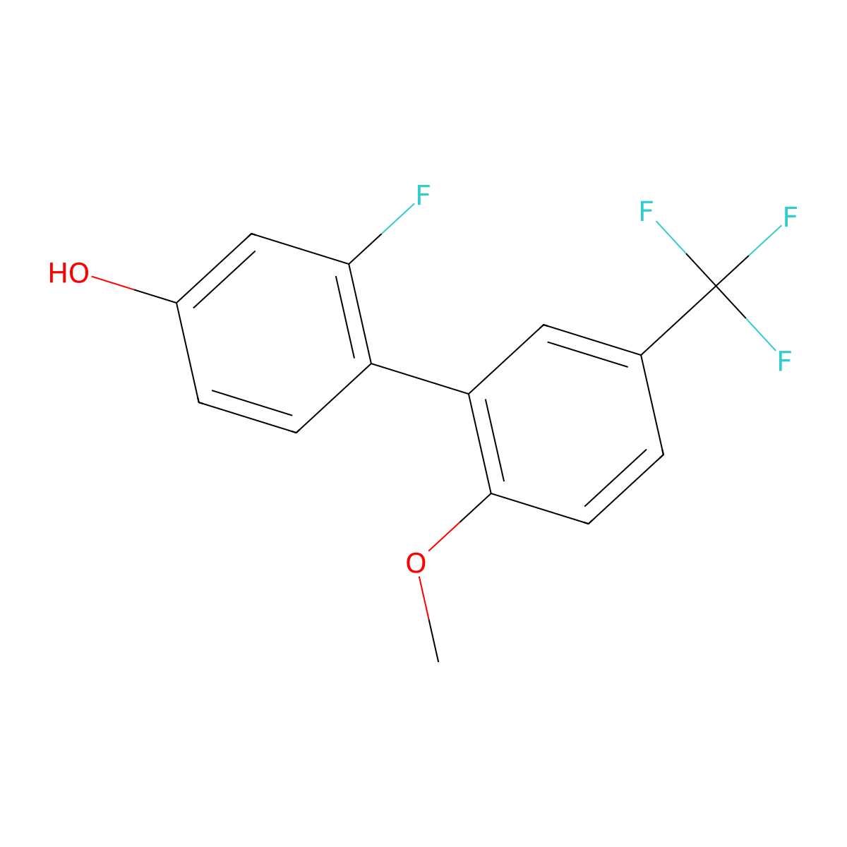 3-Fluoro-4-(2-methoxy-5-trifluoromethylphenyl)phenol molecular structure, CAS 1261888-88-3