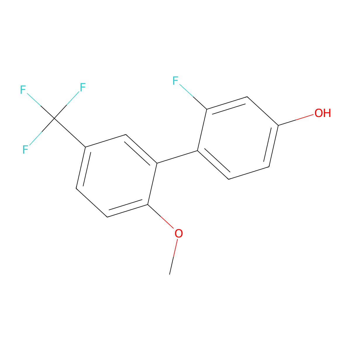 3-Fluoro-4-(2-methoxy-5-trifluoromethylphenyl)phenol molecular structure, CAS 1261888-88-3
