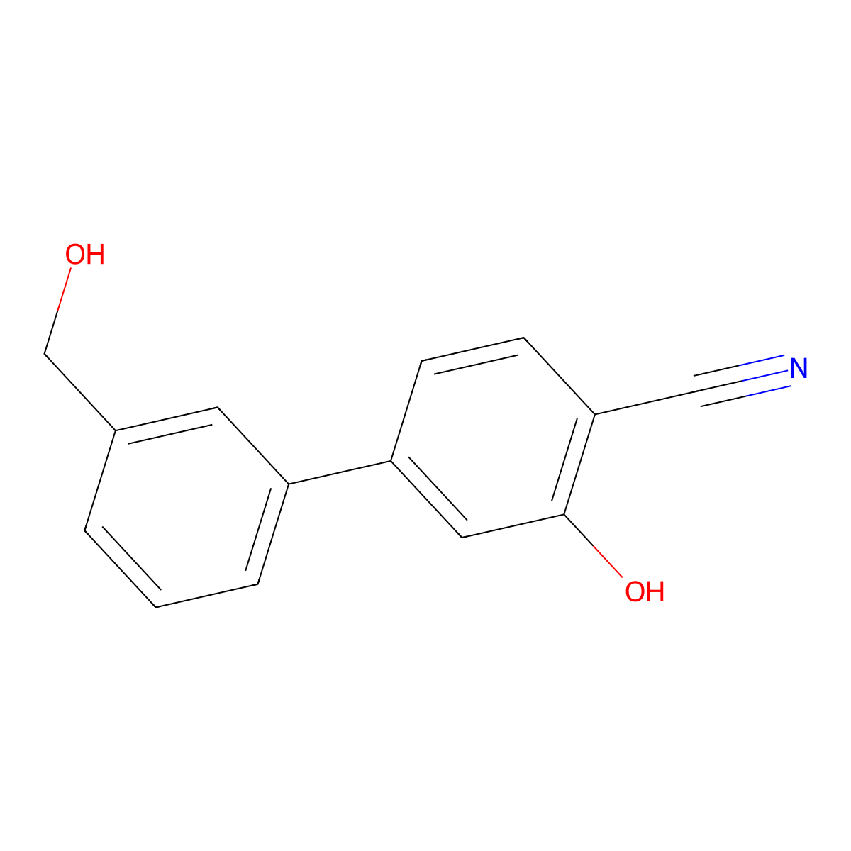 2-Cyano-5-(3-hydroxymethylphenyl)phenol molecular structure, CAS 1261889-03-5