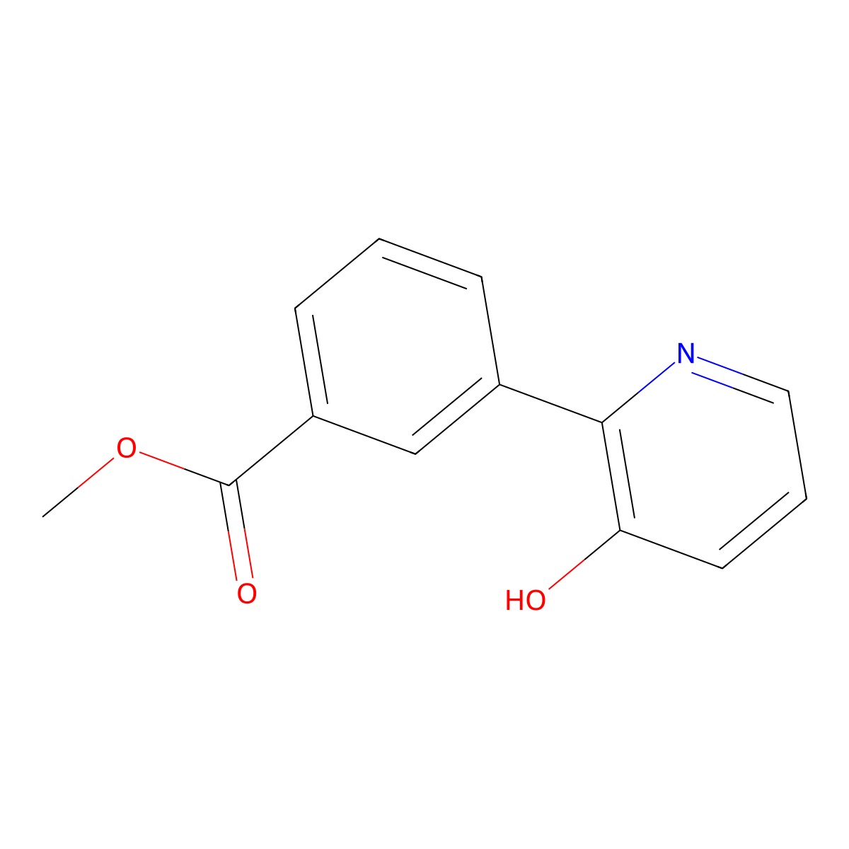 Methyl 3-(3-hydroxypyridin-2-yl)benzoate molecular structure, CAS 1261889-06-8