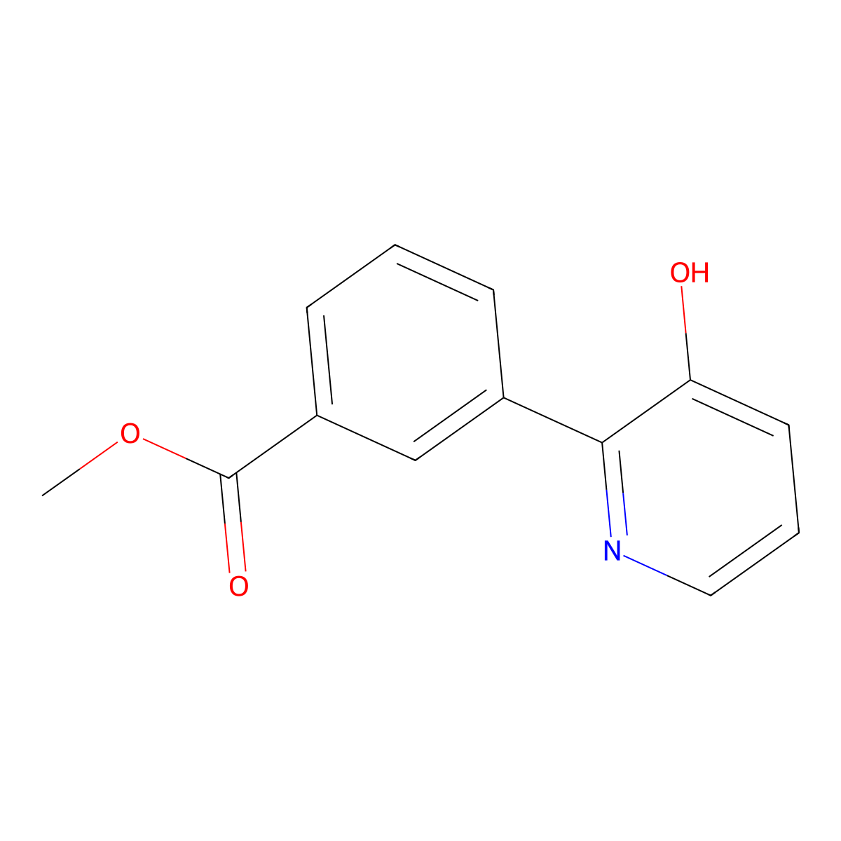 Methyl 3-(3-hydroxypyridin-2-yl)benzoate molecular structure, CAS 1261889-06-8
