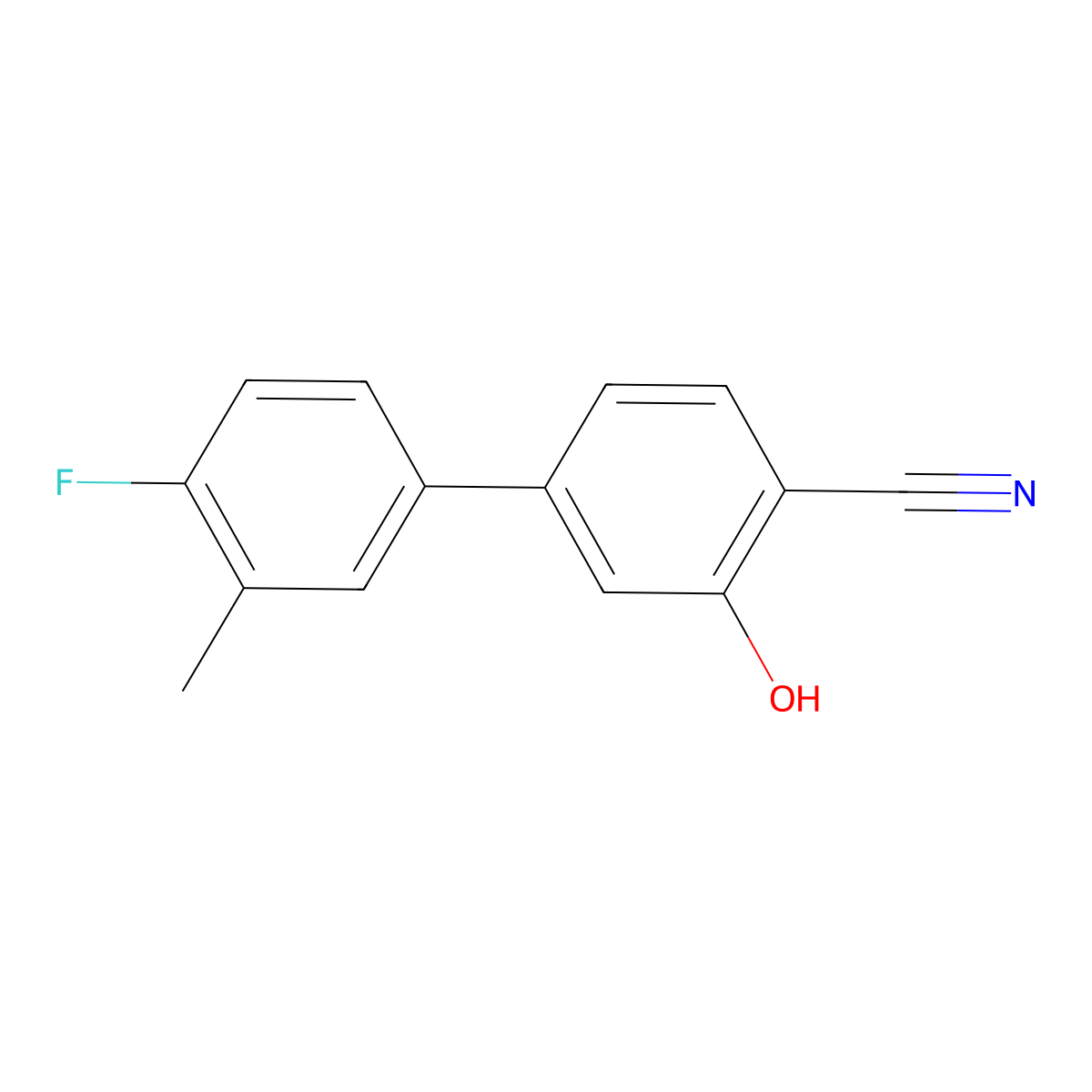 2-Cyano-5-(4-fluoro-3-methylphenyl)phenol molecular structure, CAS 1261889-13-7