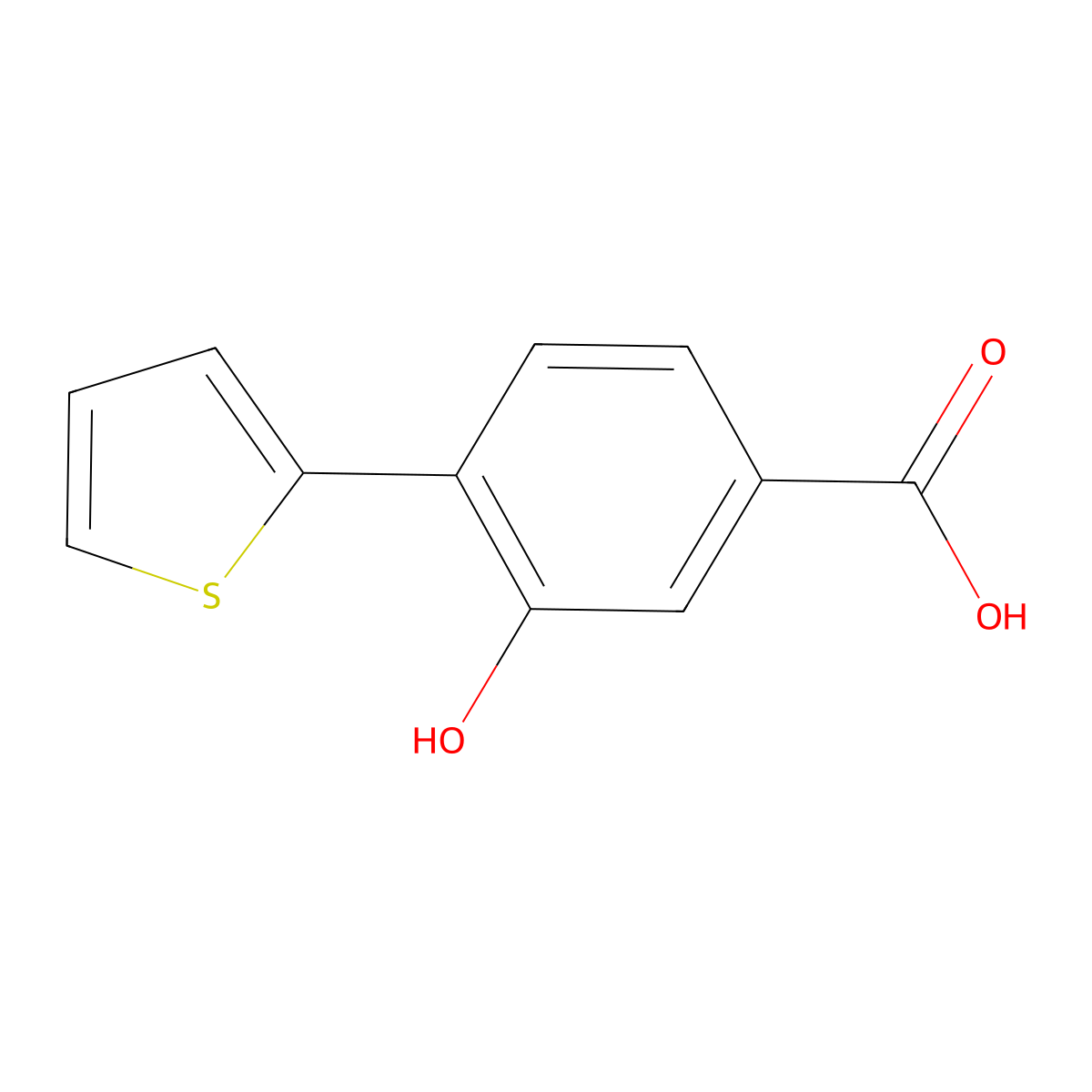 3-Hydroxy-4-(thiophen-2-YL)benzoic acid molecular structure, CAS 1261889-15-9