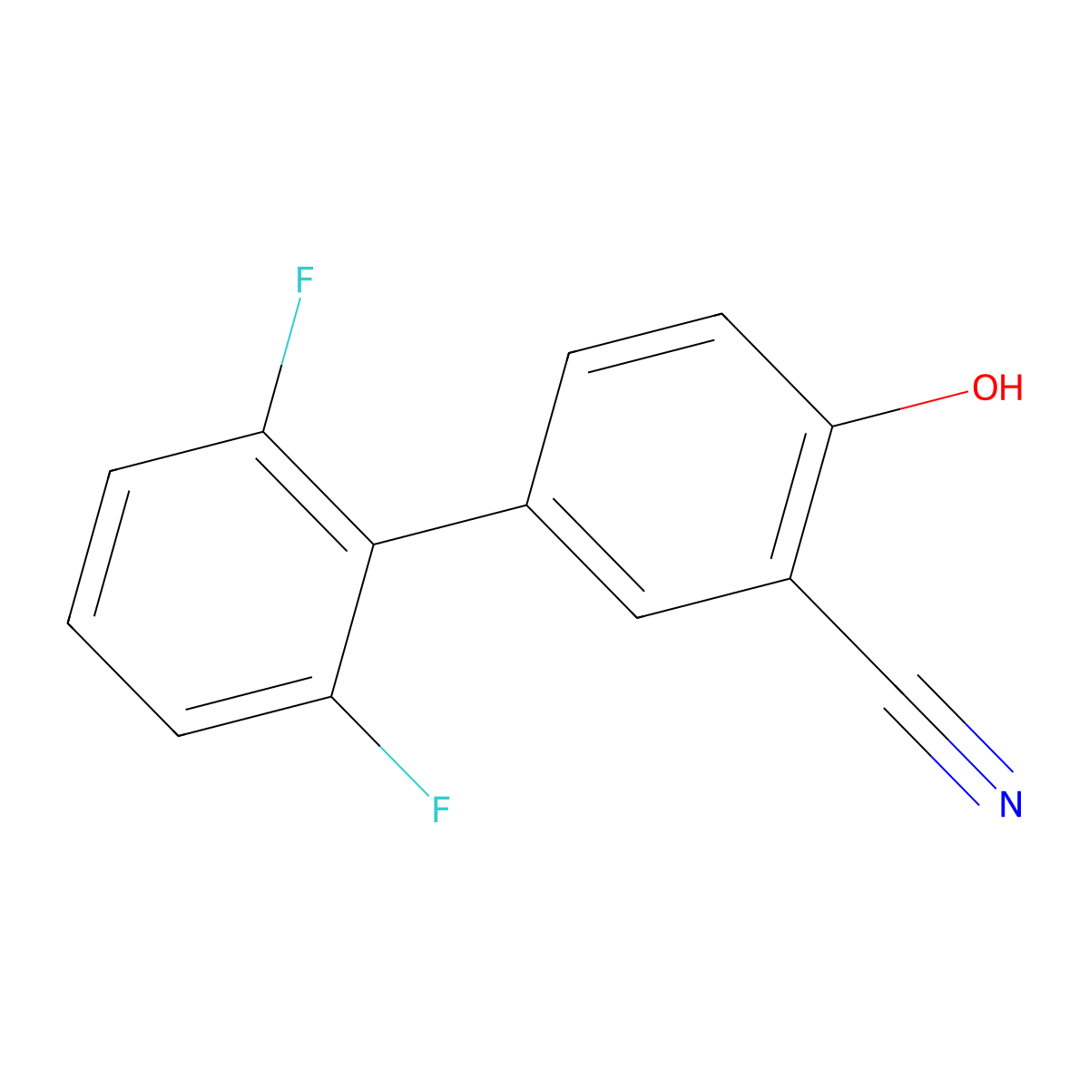 2-Cyano-4-(2,6-difluorophenyl)phenol molecular structure, CAS 1261889-21-7