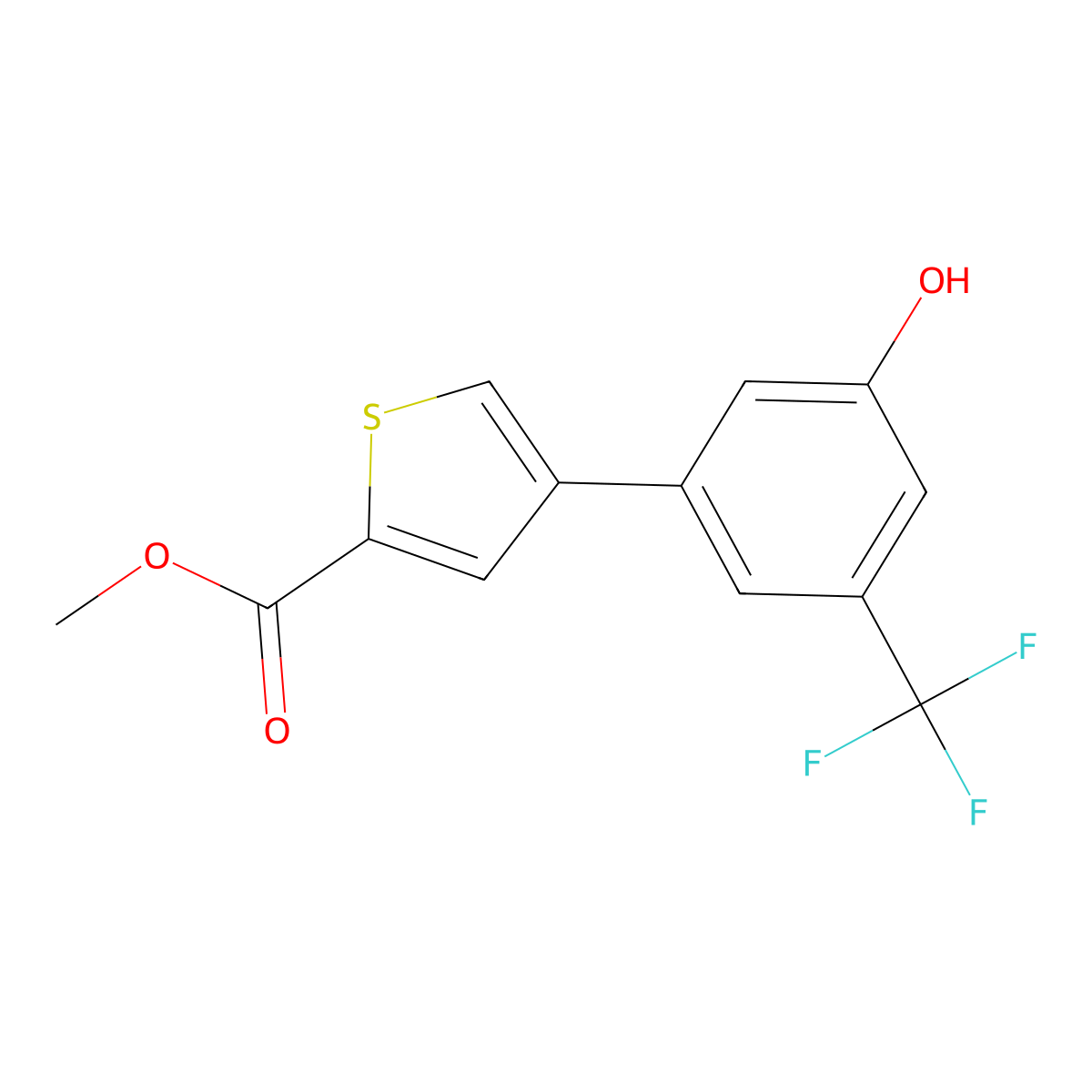 Methyl 4-[3-hydroxy-5-(trifluoromethyl)phenyl]thiophene-2-carboxylate molecular structure, CAS 1261889-25-1