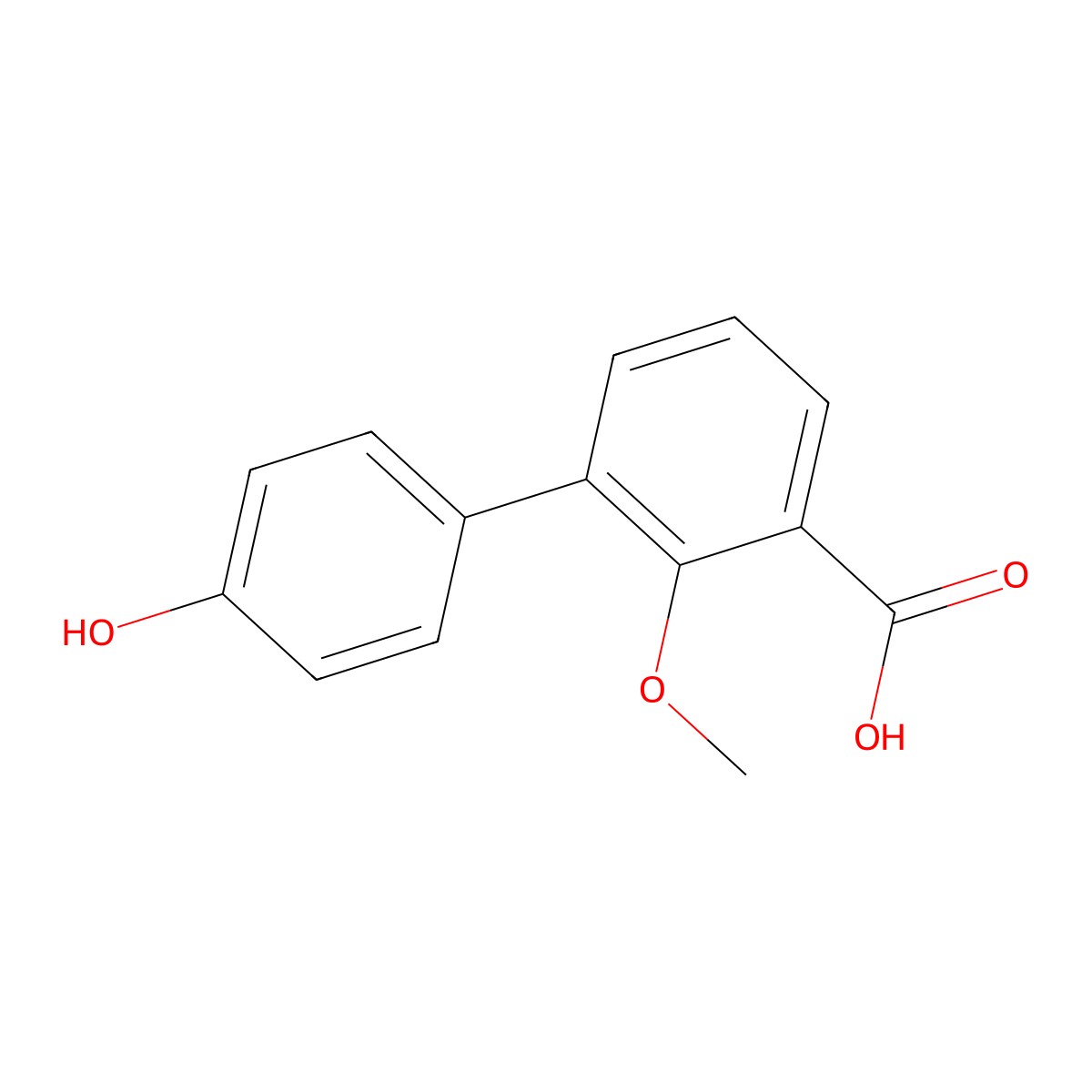 3-(4-Hydroxyphenyl)-2-methoxybenzoic acid molecular structure, CAS 1261889-27-3