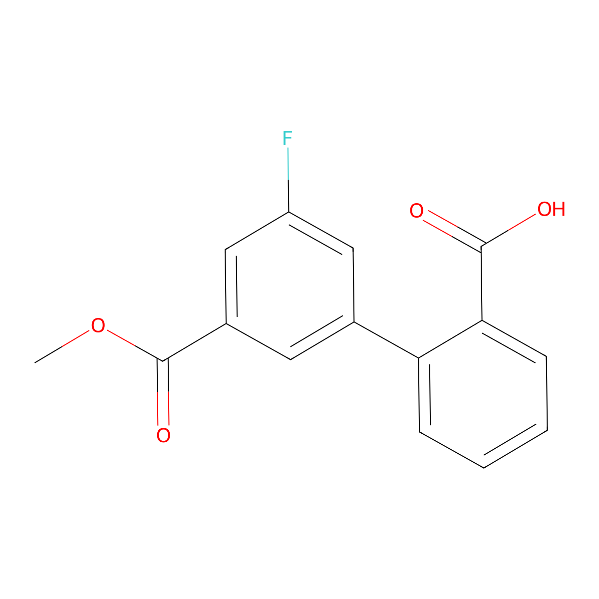 2-(3-Fluoro-5-methoxycarbonylphenyl)benzoic acid molecular structure, CAS 1261889-44-4
