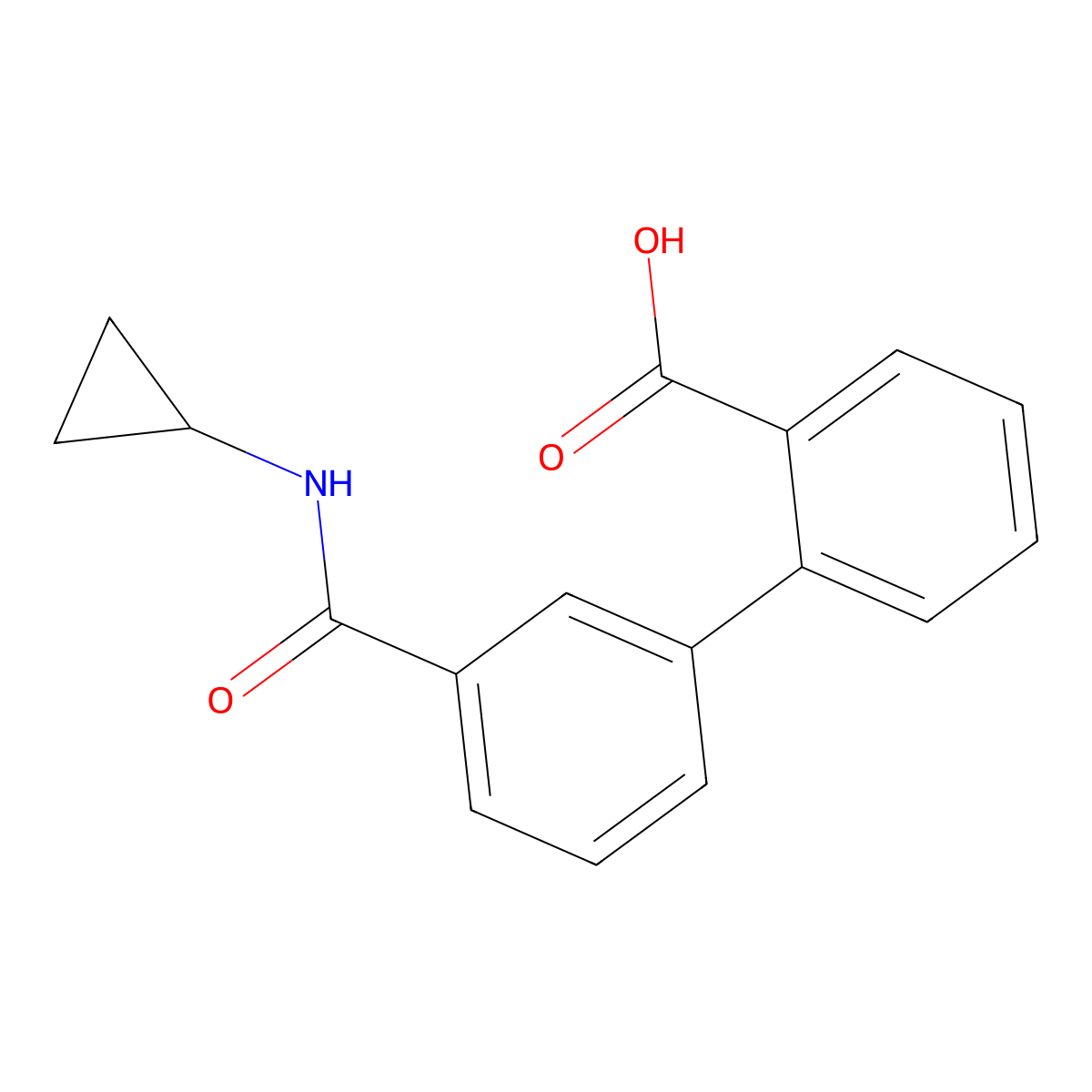 2-[3-(Cyclopropylaminocarbonyl)phenyl]benzoic acid molecular structure, CAS 1261889-51-3