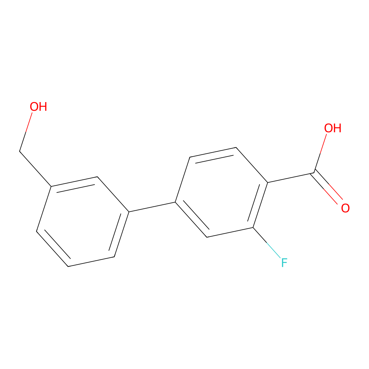 2-Fluoro-4-(3-hydroxymethylphenyl)benzoic acid molecular structure, CAS 1261889-69-3