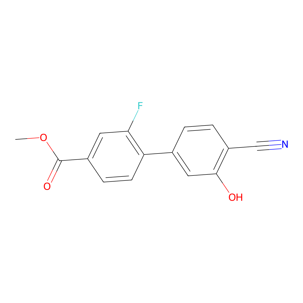 2-Cyano-5-(2-fluoro-4-methoxycarbonylphenyl)phenol molecular structure, CAS 1261889-80-8