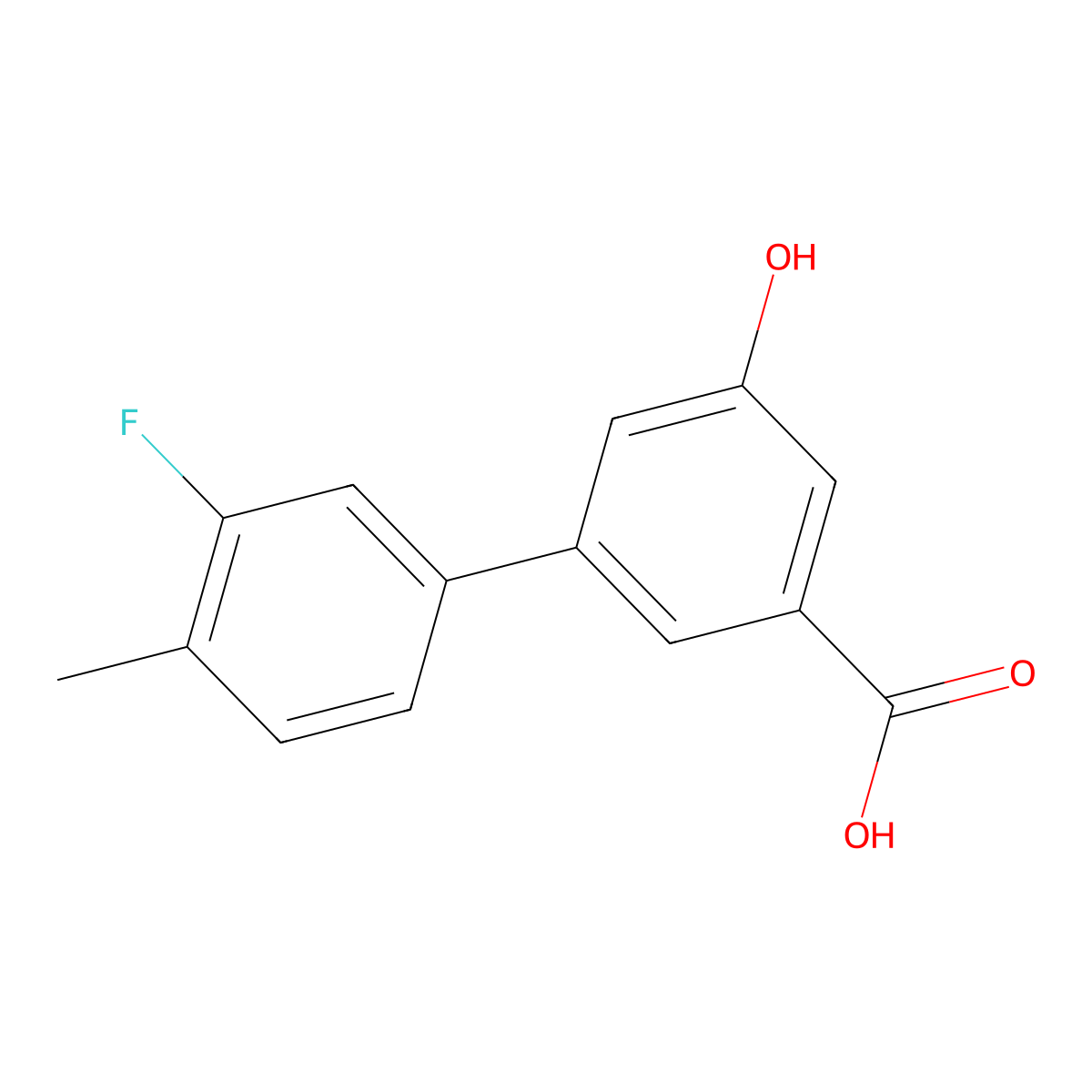 3-(3-Fluoro-4-methylphenyl)-5-hydroxybenzoic acid molecular structure, CAS 1261889-93-3