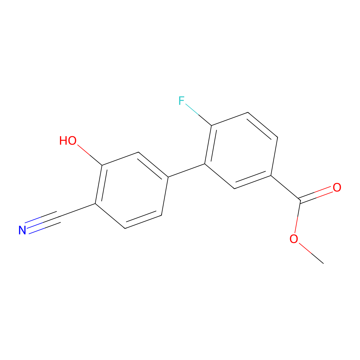 2-Cyano-5-(2-fluoro-5-methoxycarbonylphenyl)phenol molecular structure, CAS 1261889-94-4