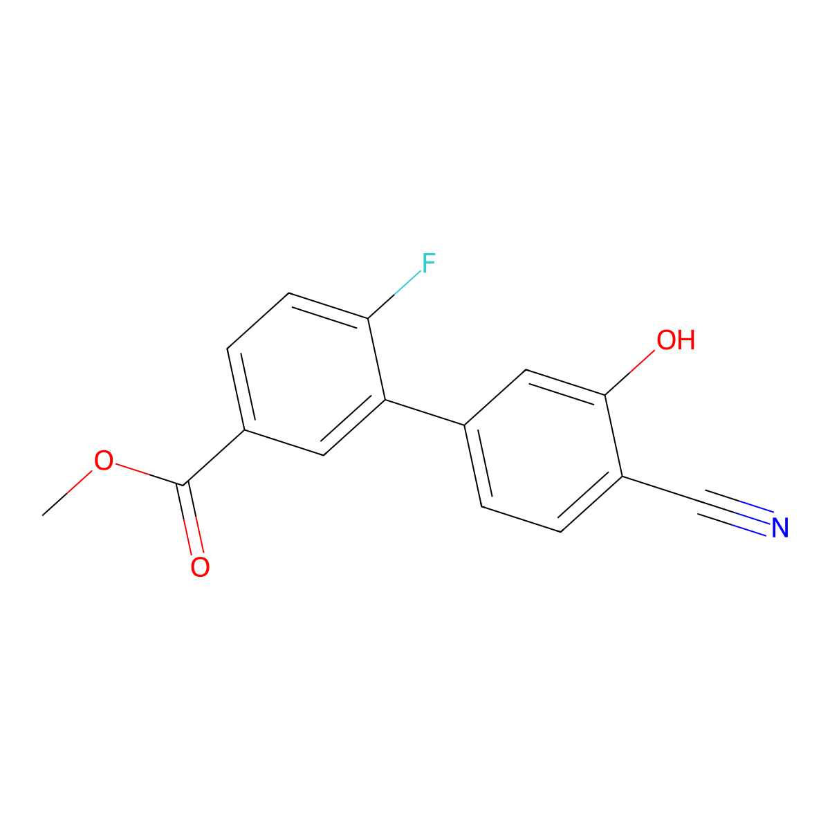 2-Cyano-5-(2-fluoro-5-methoxycarbonylphenyl)phenol molecular structure, CAS 1261889-94-4