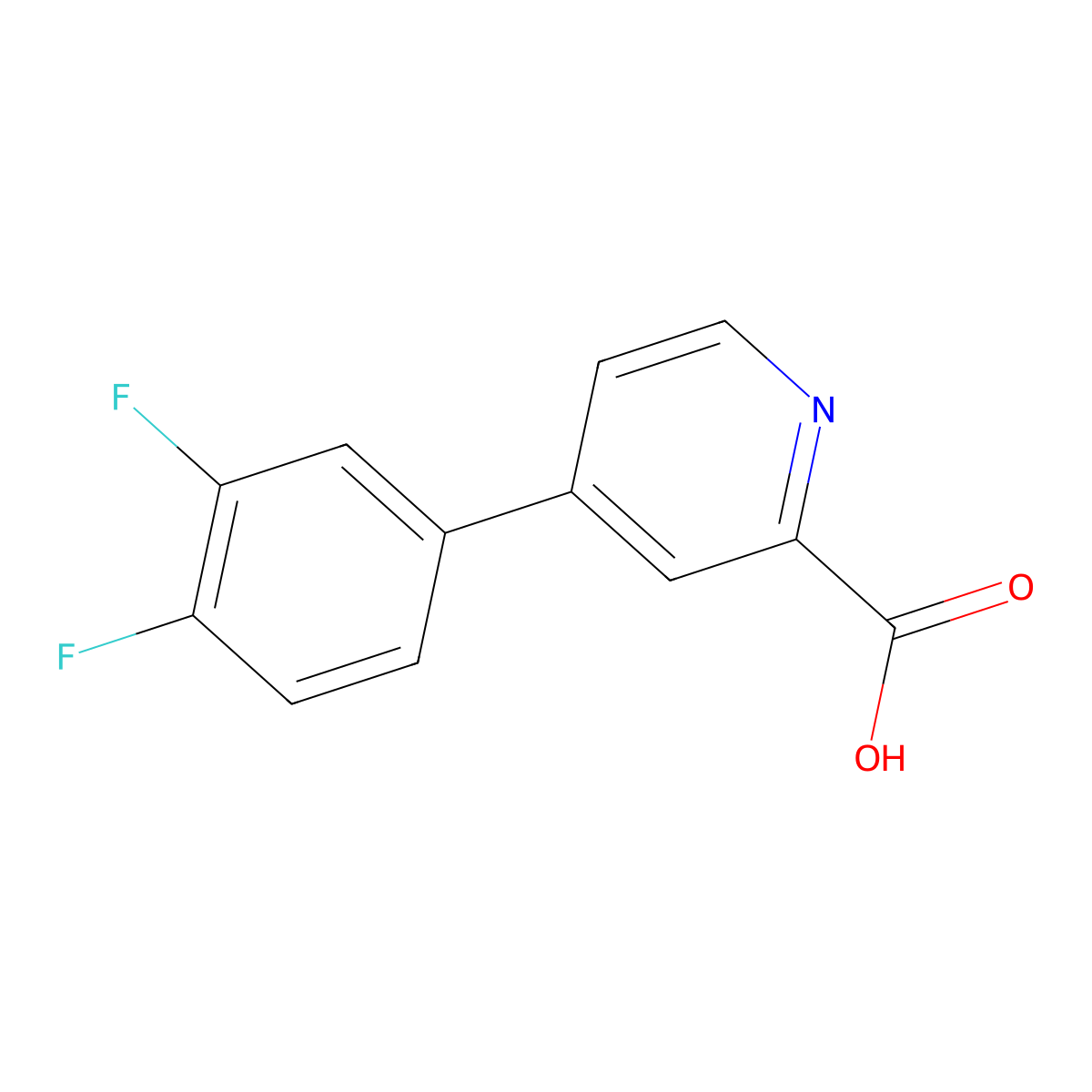 4-(3,4-Difluorophenyl)picolinic acid molecular structure, CAS 1261889-95-5