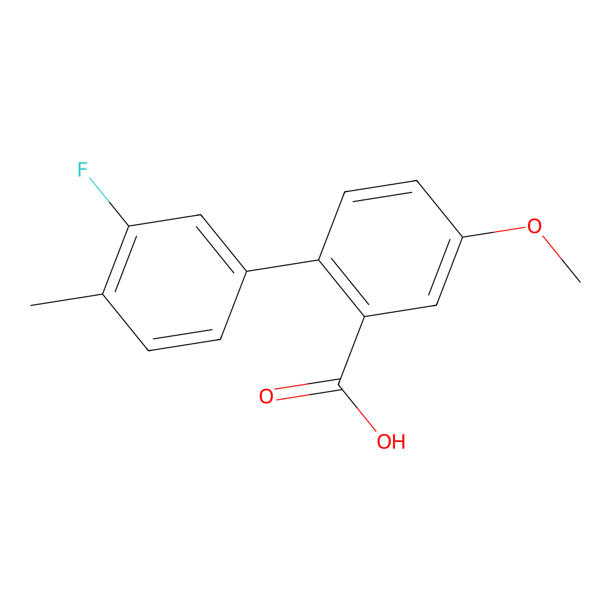 2-(3-Fluoro-4-methylphenyl)-5-methoxybenzoic acid molecular structure, CAS 1261889-97-7