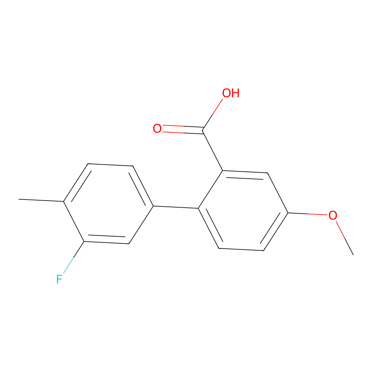 2-(3-Fluoro-4-methylphenyl)-5-methoxybenzoic acid molecular structure, CAS 1261889-97-7