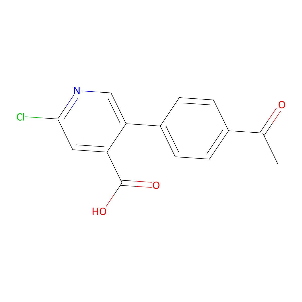 5-(4-Acetylphenyl)-2-chloropyridine-4-carboxylic acid molecular structure, CAS 1261889-99-9