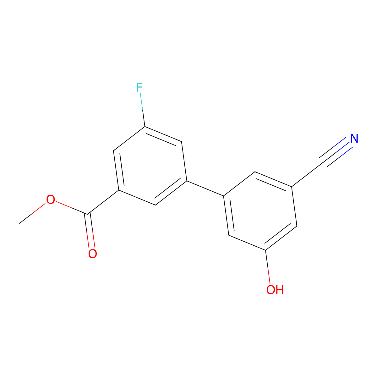 3-Cyano-5-(3-fluoro-5-methoxycarbonylphenyl)phenol molecular structure, CAS 1261890-00-9