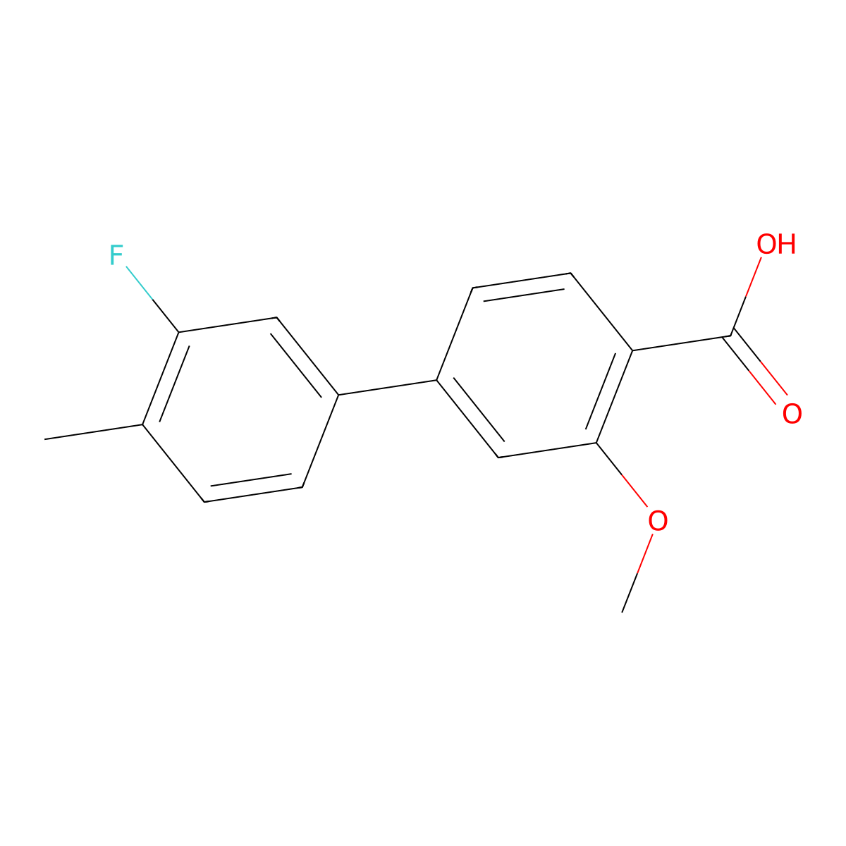 4-(3-Fluoro-4-methylphenyl)-2-methoxybenzoic acid molecular structure, CAS 1261890-02-1