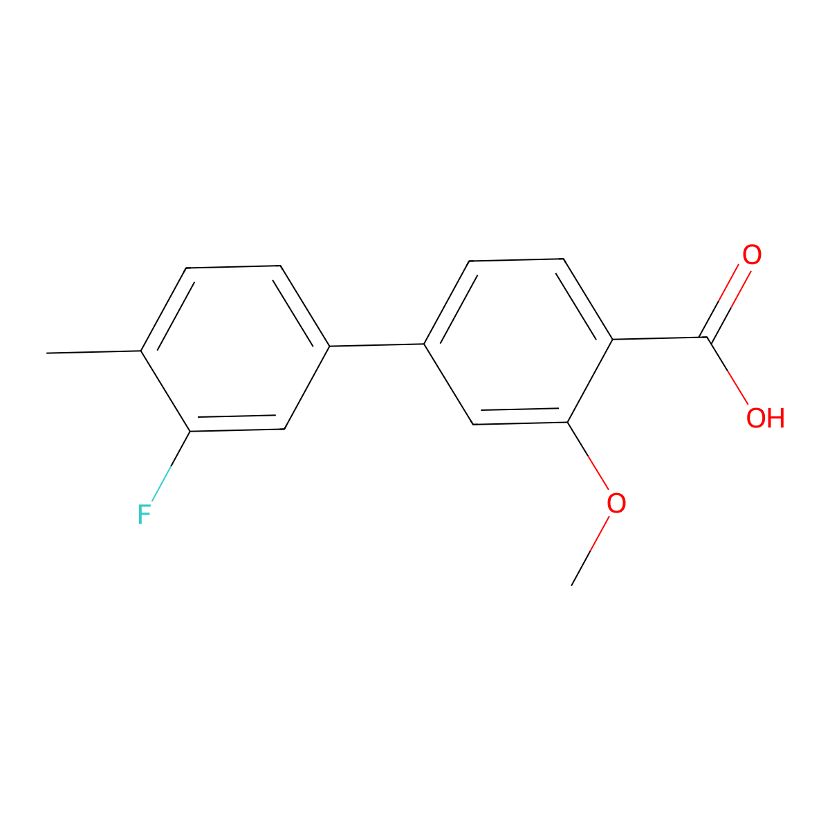 4-(3-Fluoro-4-methylphenyl)-2-methoxybenzoic acid molecular structure, CAS 1261890-02-1
