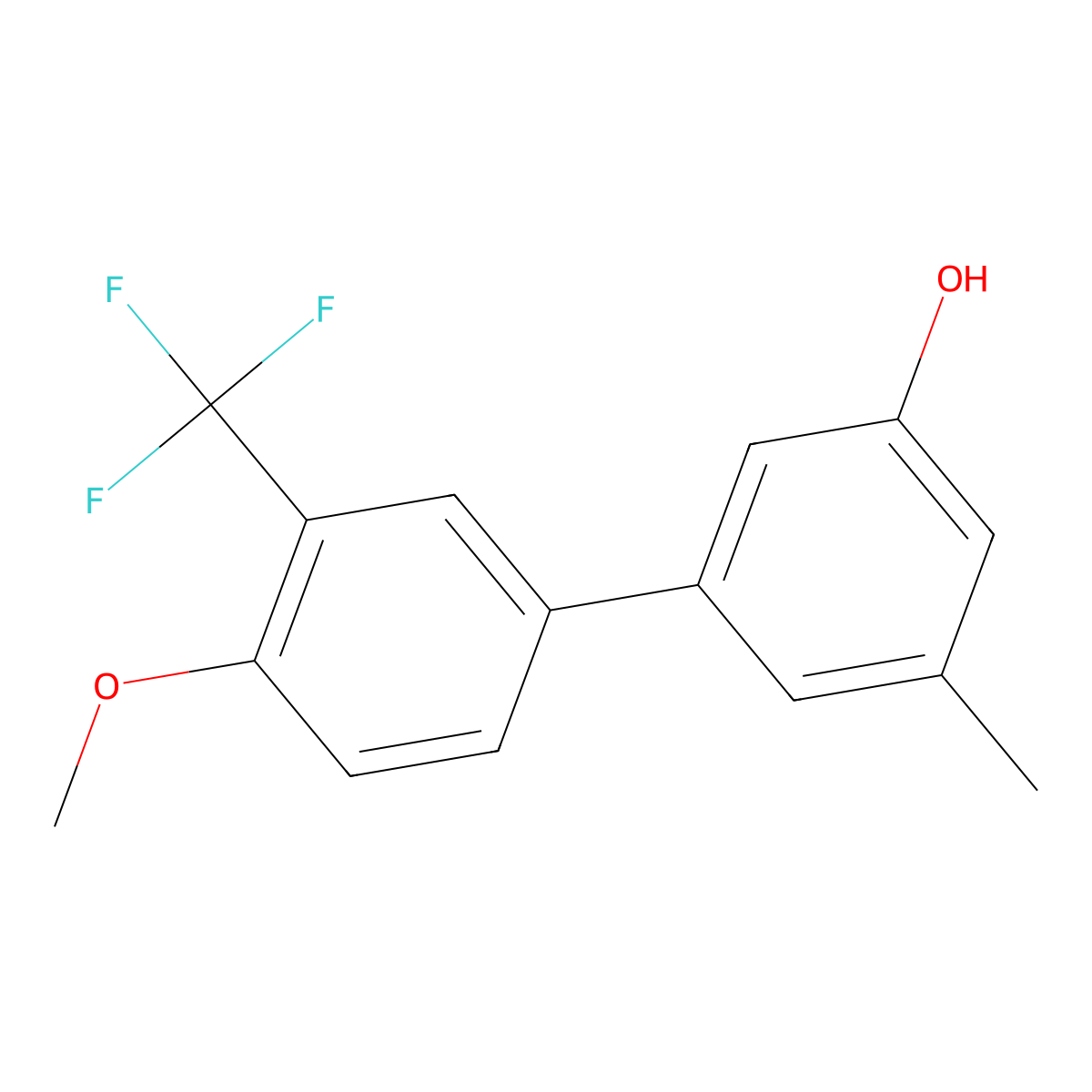 5-(4-Methoxy-3-trifluoromethylphenyl)-3-methylphenol molecular structure, CAS 1261890-07-6