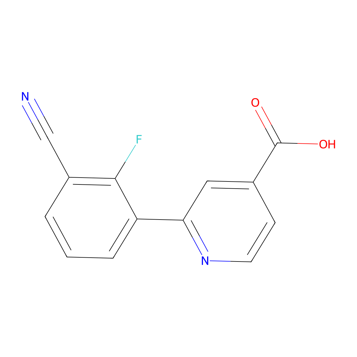 2-(3-Cyano-2-fluorophenyl)isonicotinic acid molecular structure, CAS 1261890-10-1