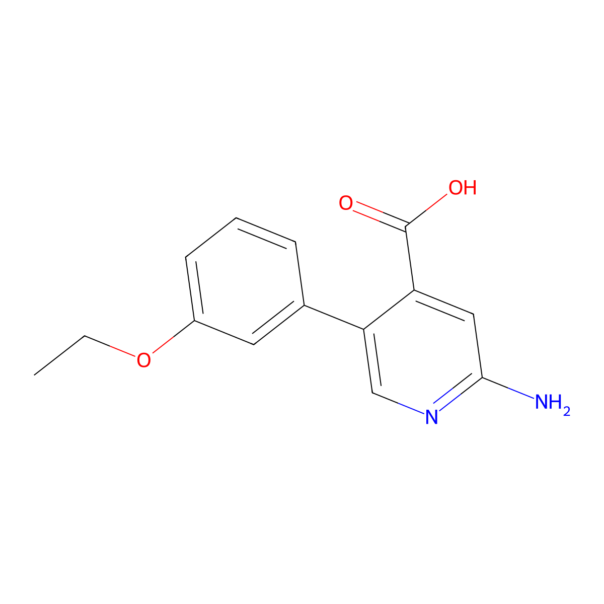 2-Amino-5-(3-ethoxyphenyl)pyridine-4-carboxylic acid molecular structure, CAS 1261890-25-8