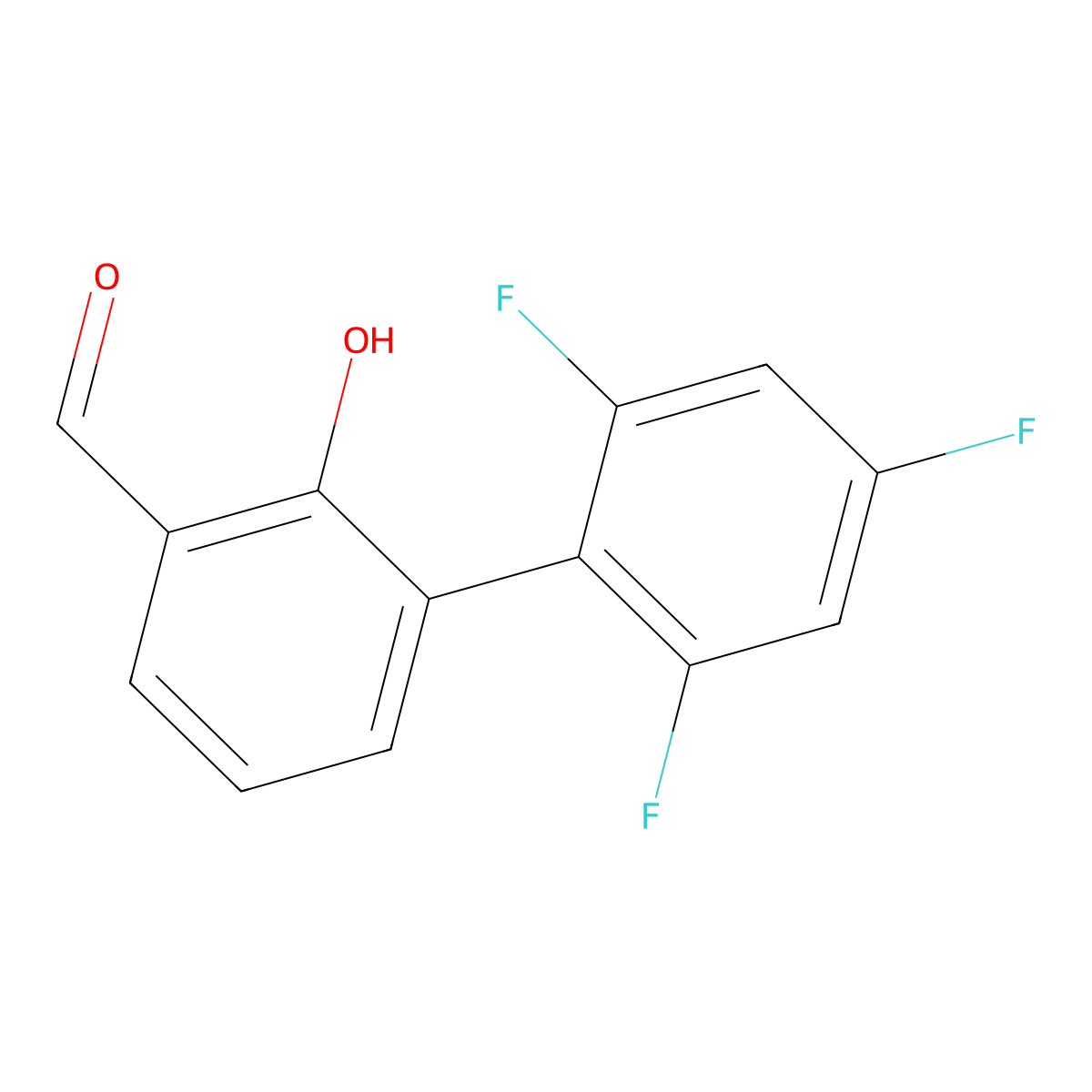 2-Formyl-6-(2,4,6-trifluorophenyl)phenol molecular structure, CAS 1261890-29-2
