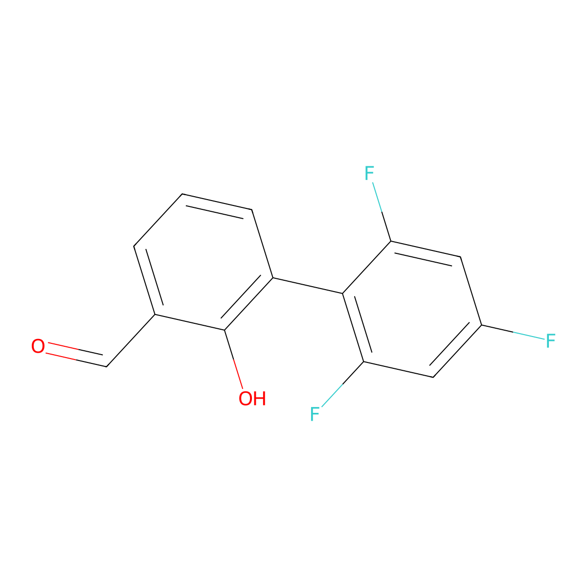 2-Formyl-6-(2,4,6-trifluorophenyl)phenol molecular structure, CAS 1261890-29-2
