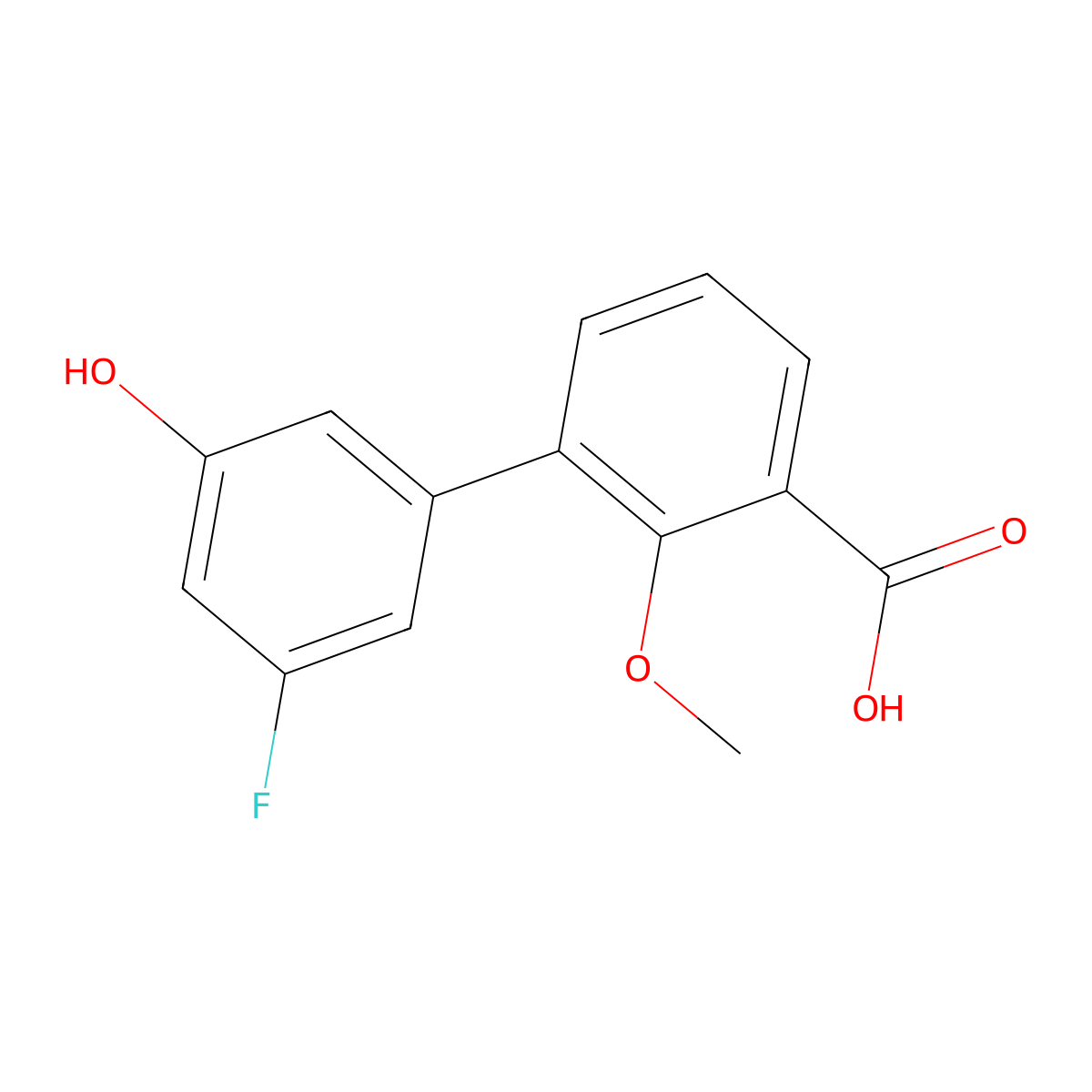 3-(3-Fluoro-5-hydroxyphenyl)-2-methoxybenzoic acid molecular structure, CAS 1261890-35-0
