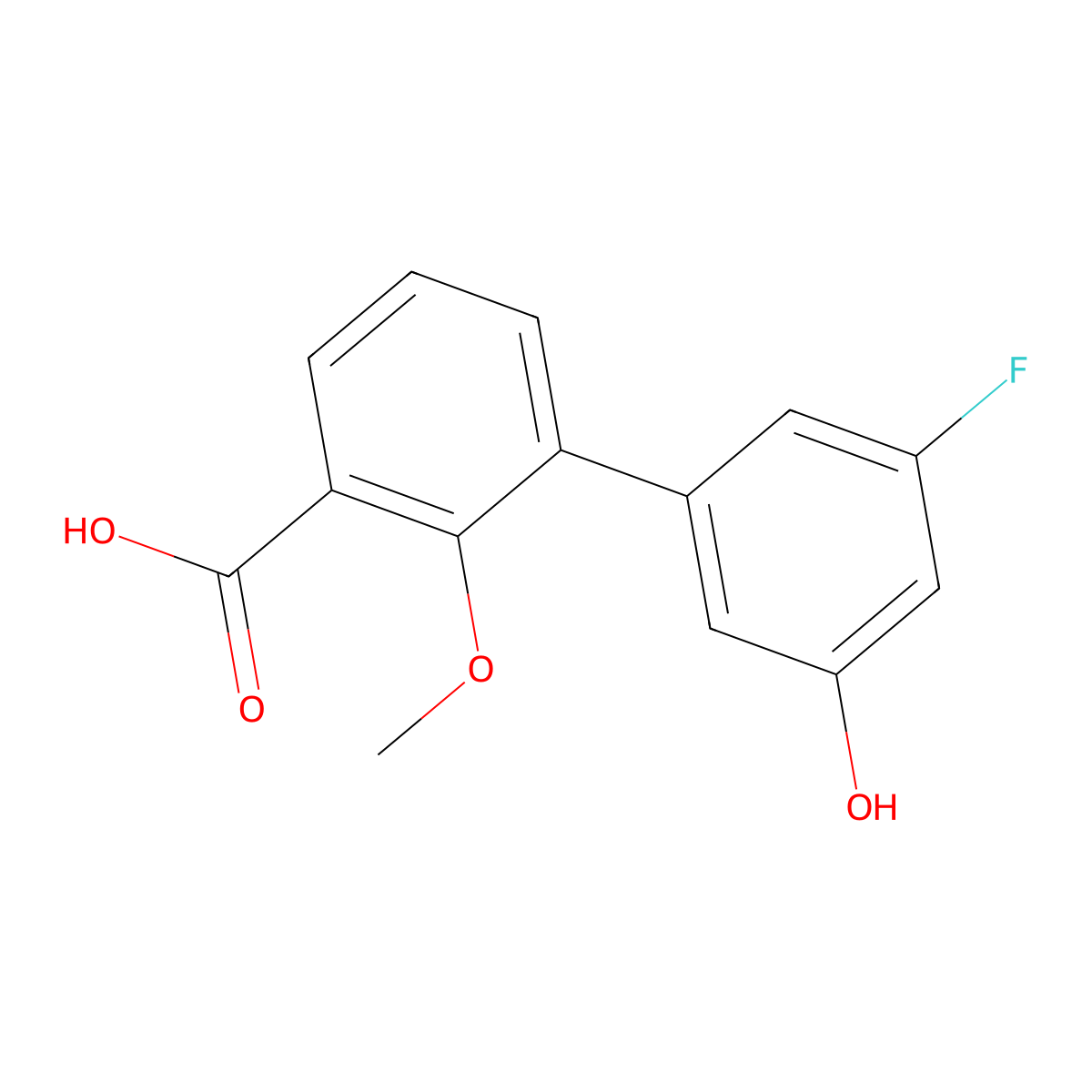 3-(3-Fluoro-5-hydroxyphenyl)-2-methoxybenzoic acid molecular structure, CAS 1261890-35-0