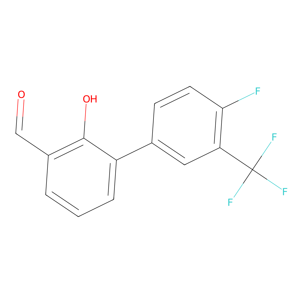 6-(4-Fluoro-3-trifluoromethylphenyl)-2-formylphenol molecular structure, CAS 1261890-36-1