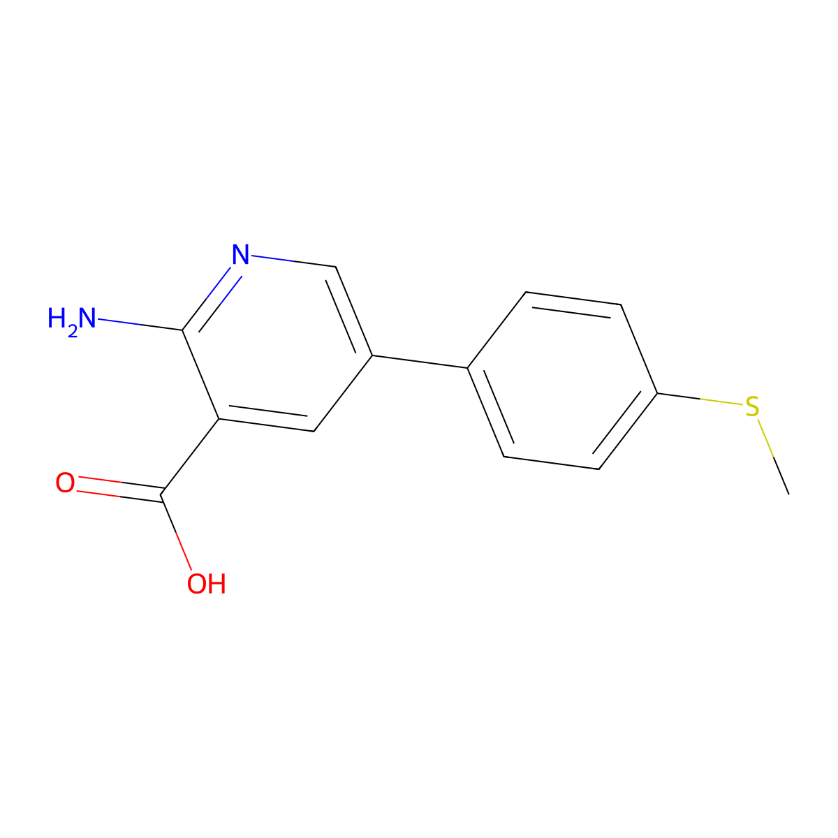 2-Amino-5-(4-methylthiophenyl)nicotinic acid molecular structure, CAS 1261890-37-2