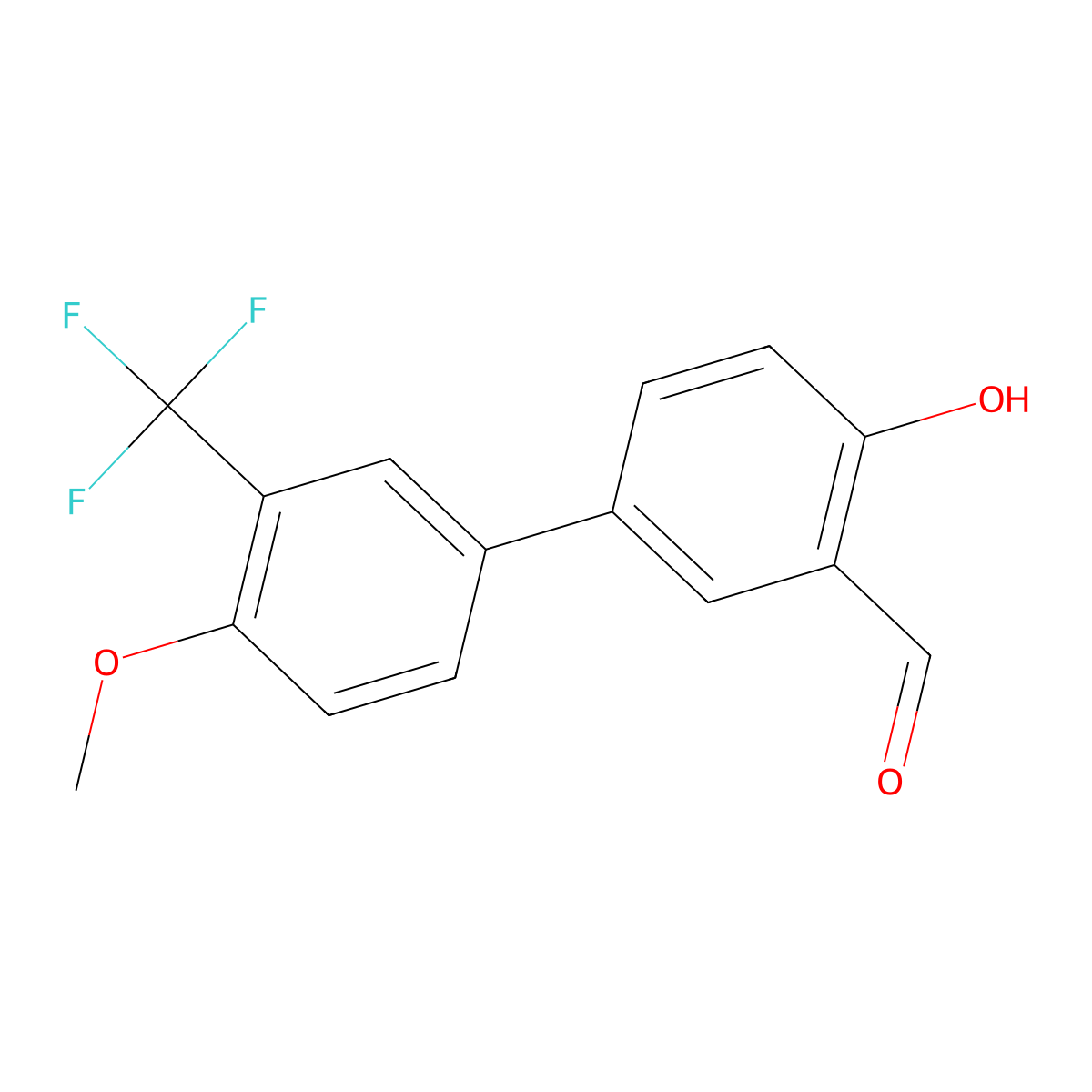 2-Formyl-4-(4-methoxy-3-trifluoromethylphenyl)phenol molecular structure, CAS 1261890-41-8