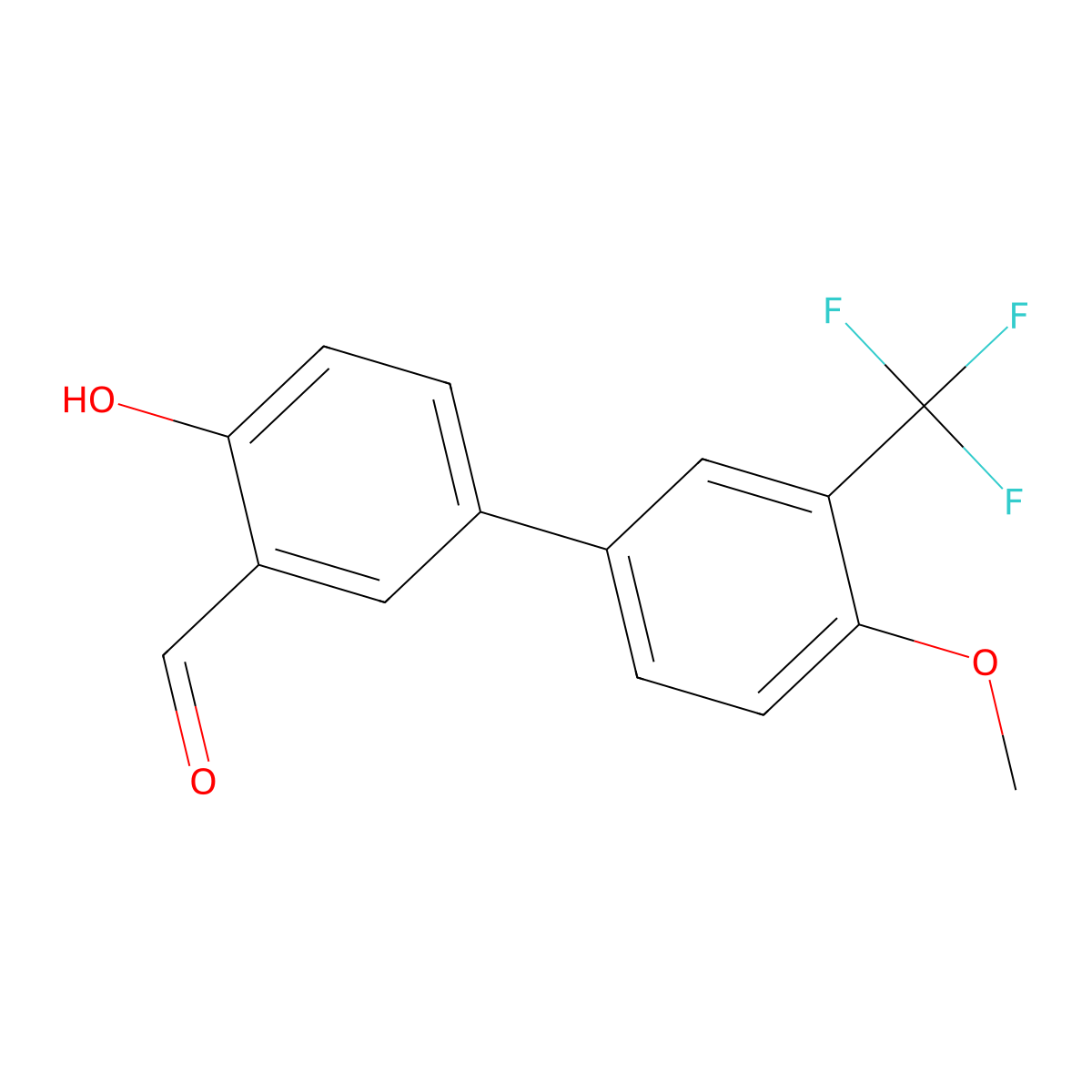 2-Formyl-4-(4-methoxy-3-trifluoromethylphenyl)phenol molecular structure, CAS 1261890-41-8
