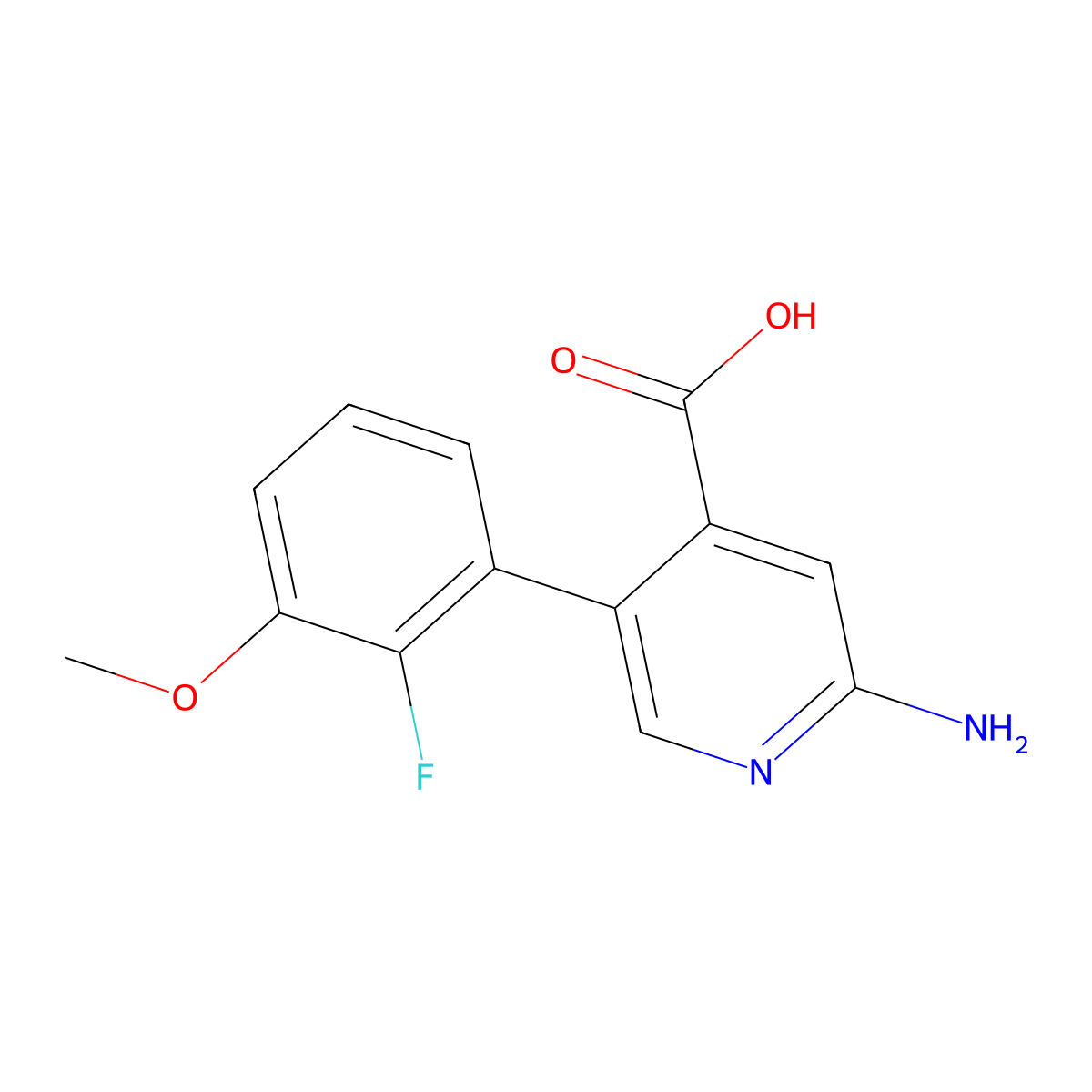 2-Amino-5-(2-fluoro-3-methoxyphenyl)pyridine-4-carboxylic acid molecular structure, CAS 1261890-43-0