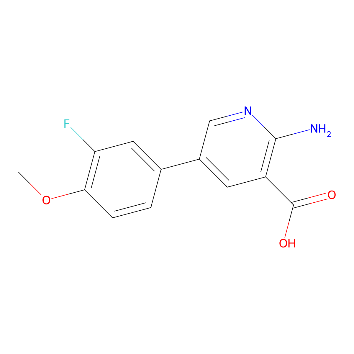 2-Amino-5-(3-fluoro-4-methoxyphenyl)pyridine-3-carboxylic acid molecular structure, CAS 1261890-50-9