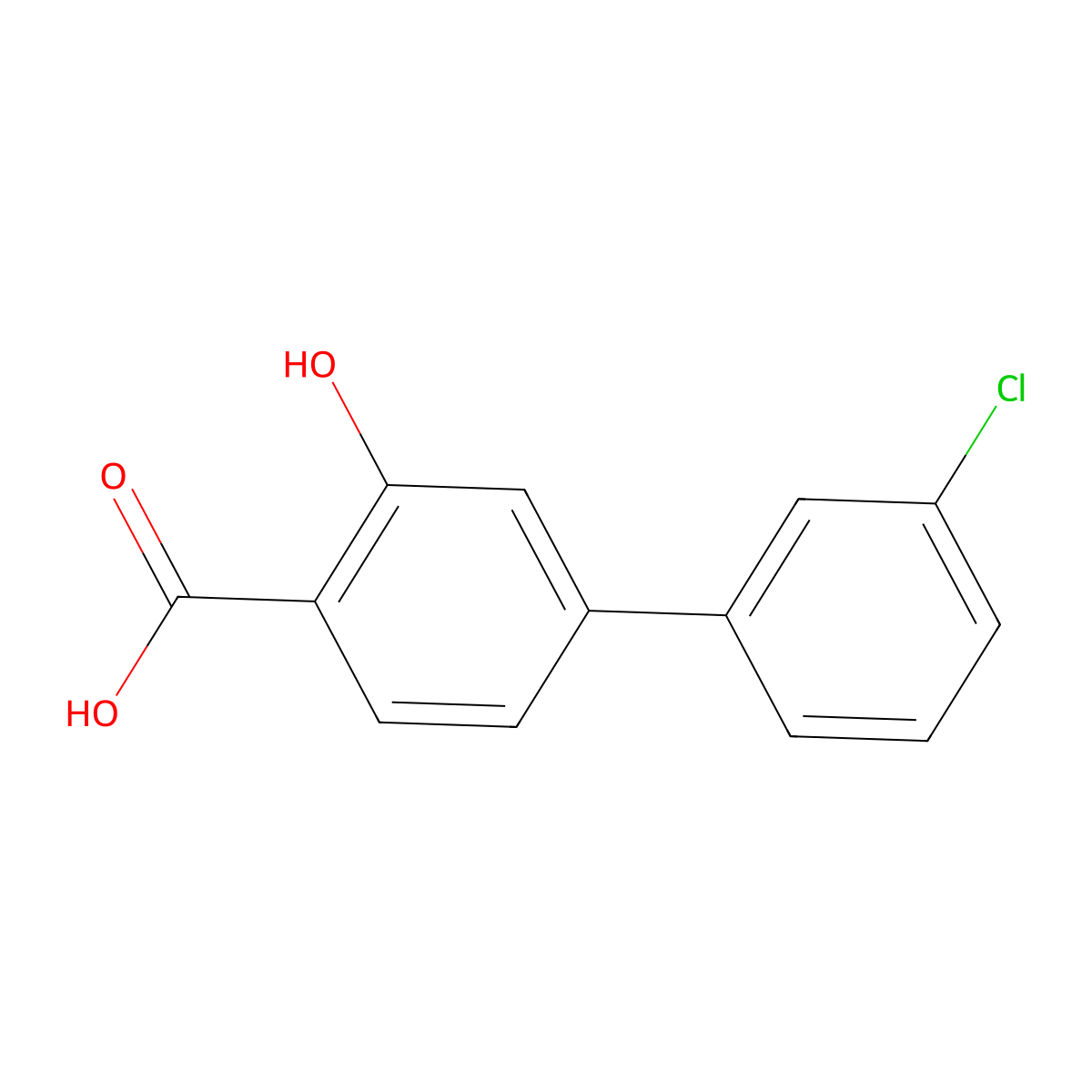 4-(3-Chlorophenyl)-2-hydroxybenzoic acid molecular structure, CAS 1261890-55-4