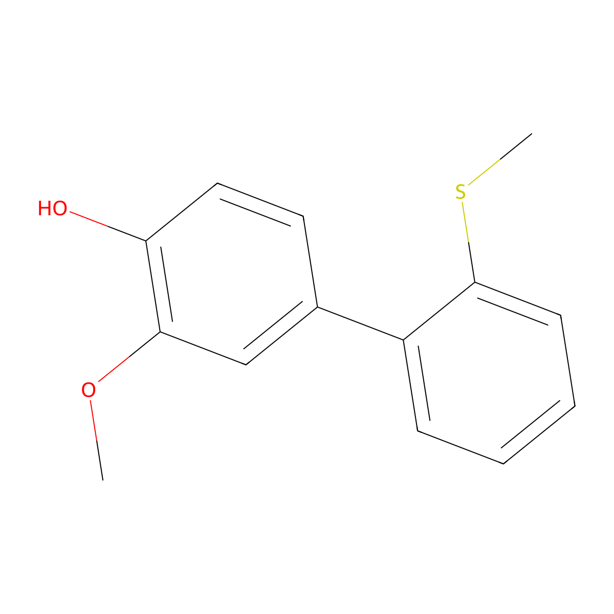 2-Methoxy-4-(2-methylthiophenyl)phenol molecular structure, CAS 1261890-84-9