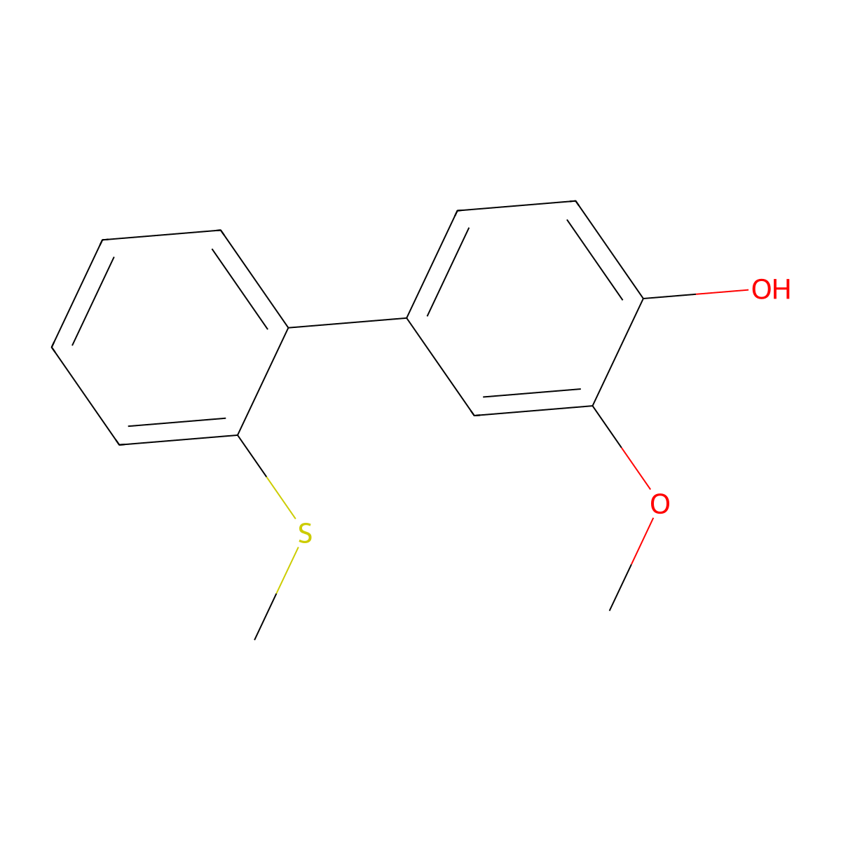 2-Methoxy-4-(2-methylthiophenyl)phenol molecular structure, CAS 1261890-84-9