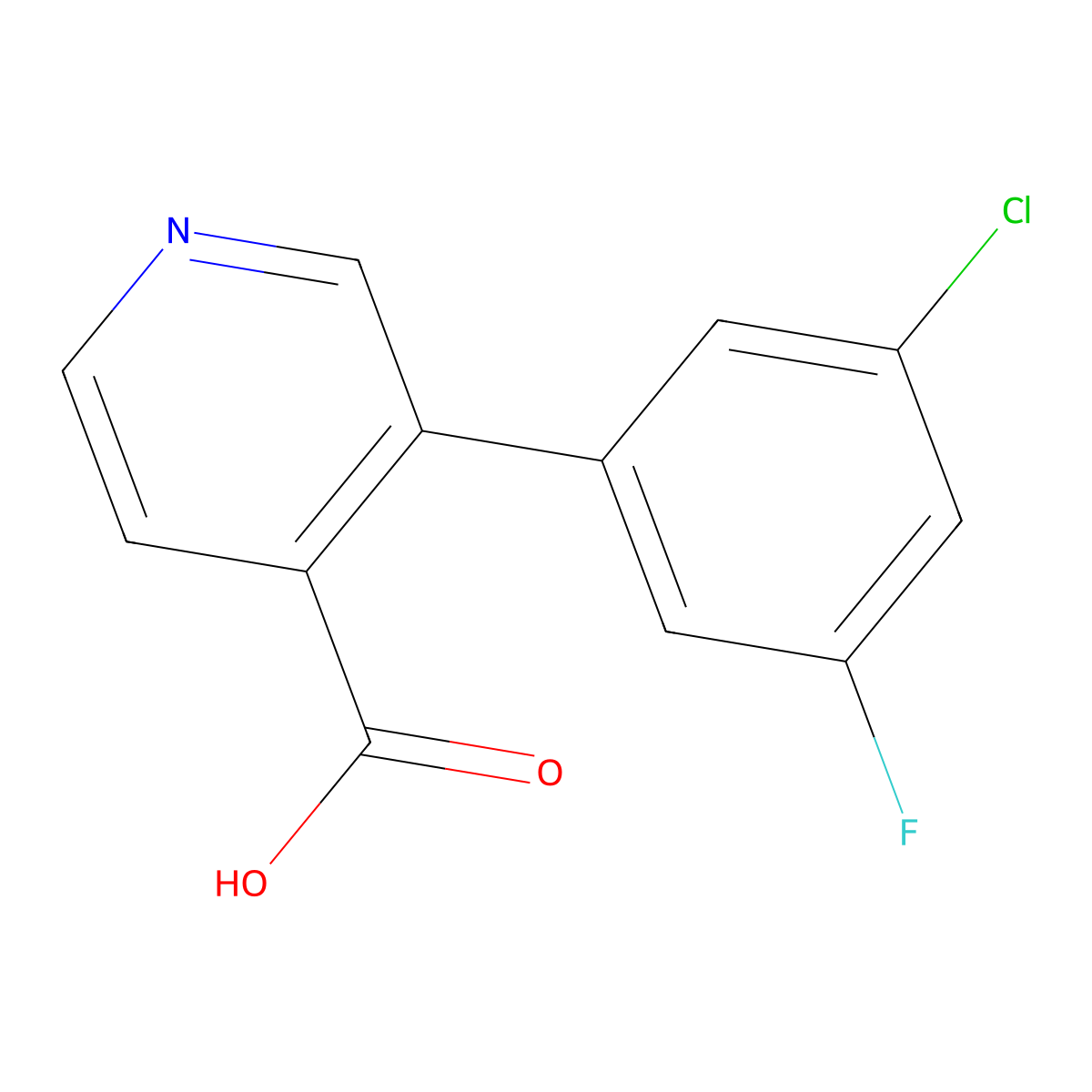 3-(3-Chloro-5-fluorophenyl)pyridine-4-carboxylic acid molecular structure, CAS 1261890-86-1