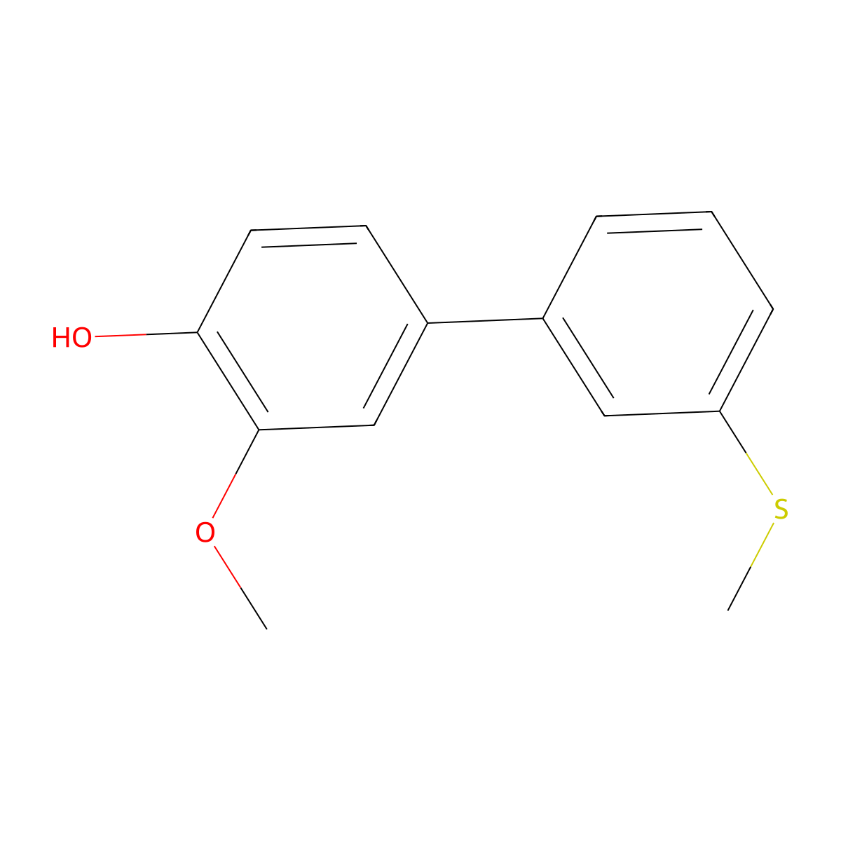 2-Methoxy-4-(3-methylthiophenyl)phenol molecular structure, CAS 1261890-87-2