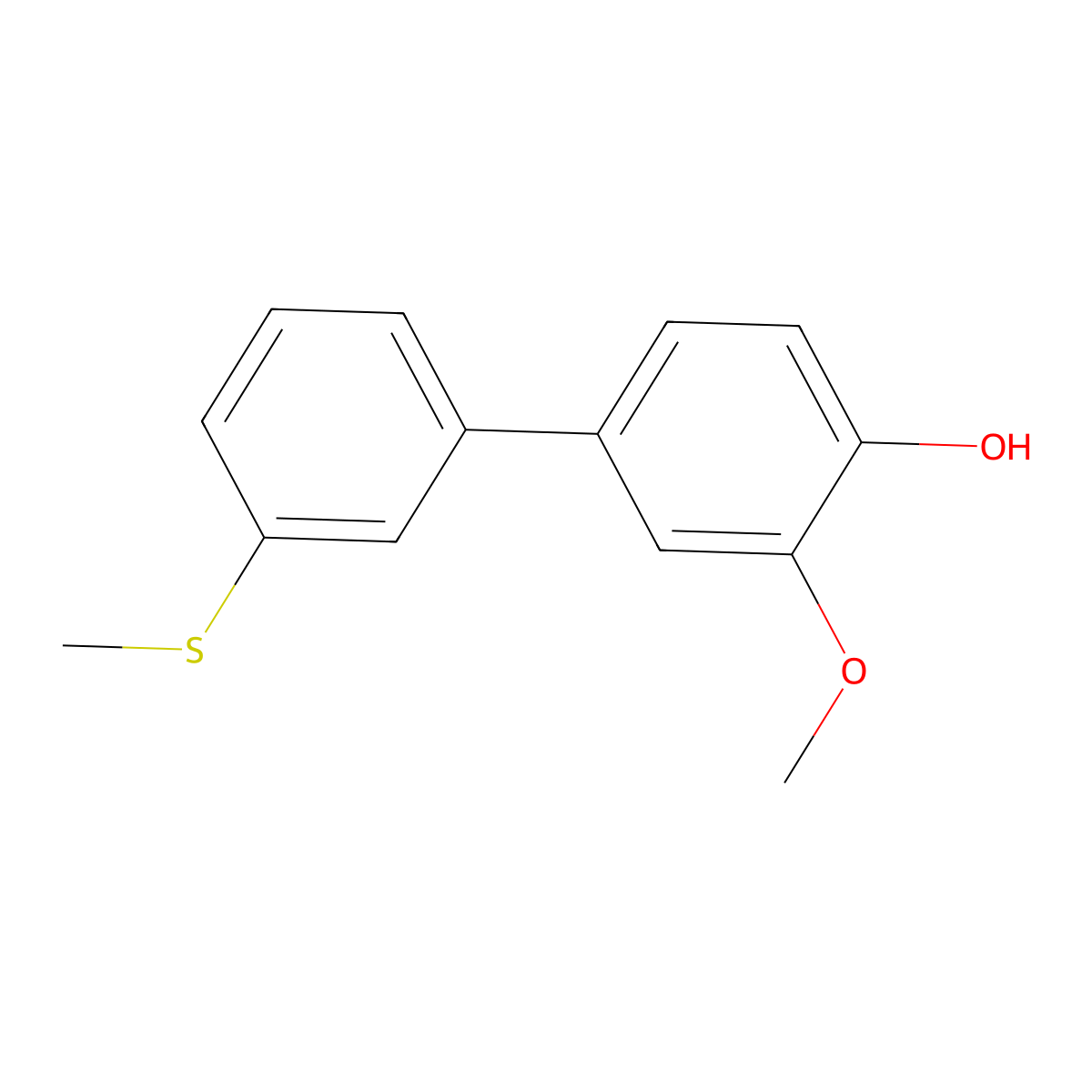 2-Methoxy-4-(3-methylthiophenyl)phenol molecular structure, CAS 1261890-87-2