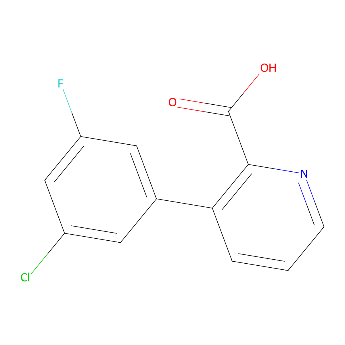3-(3-Chloro-5-fluorophenyl)picolinic acid molecular structure, CAS 1261890-88-3