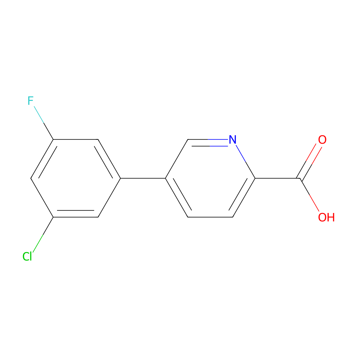 5-(3-Chloro-5-fluorophenyl)picolinic acid molecular structure, CAS 1261890-89-4